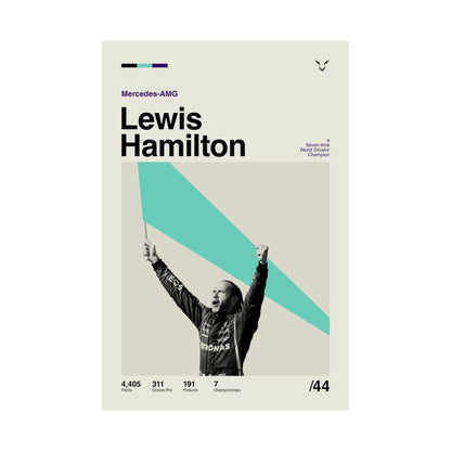 Lewis Hamilton Mid-century Poster