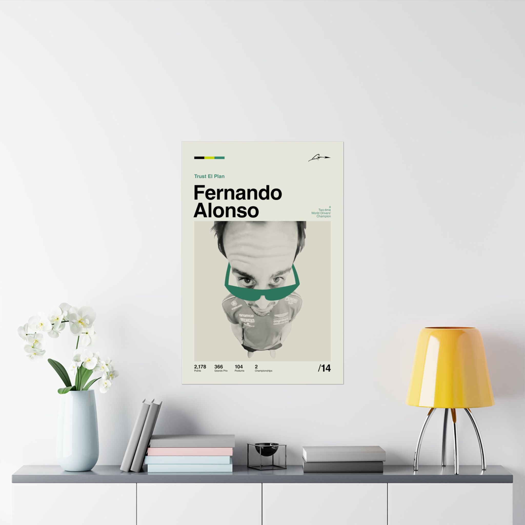 Fernando Alonso Mid-century Poster