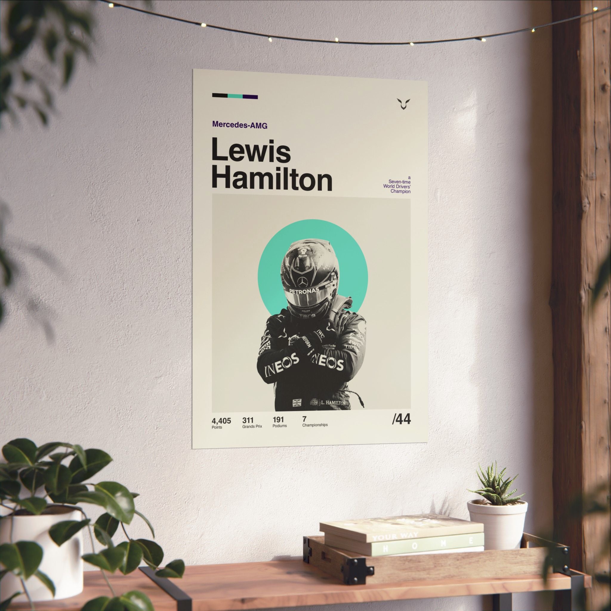 Lewis Hamilton Mid-century Poster