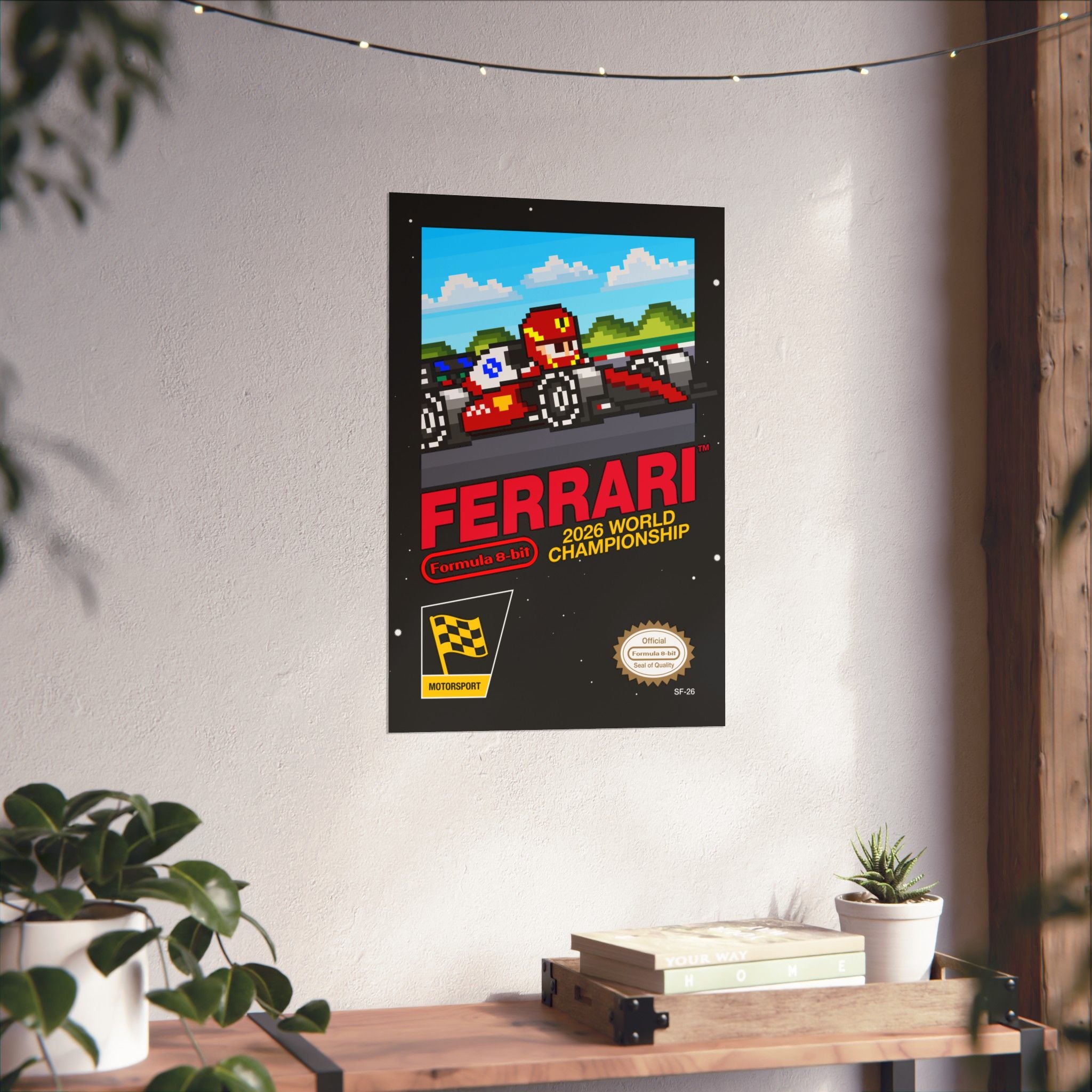 Ferrari 8-bit Game Poster