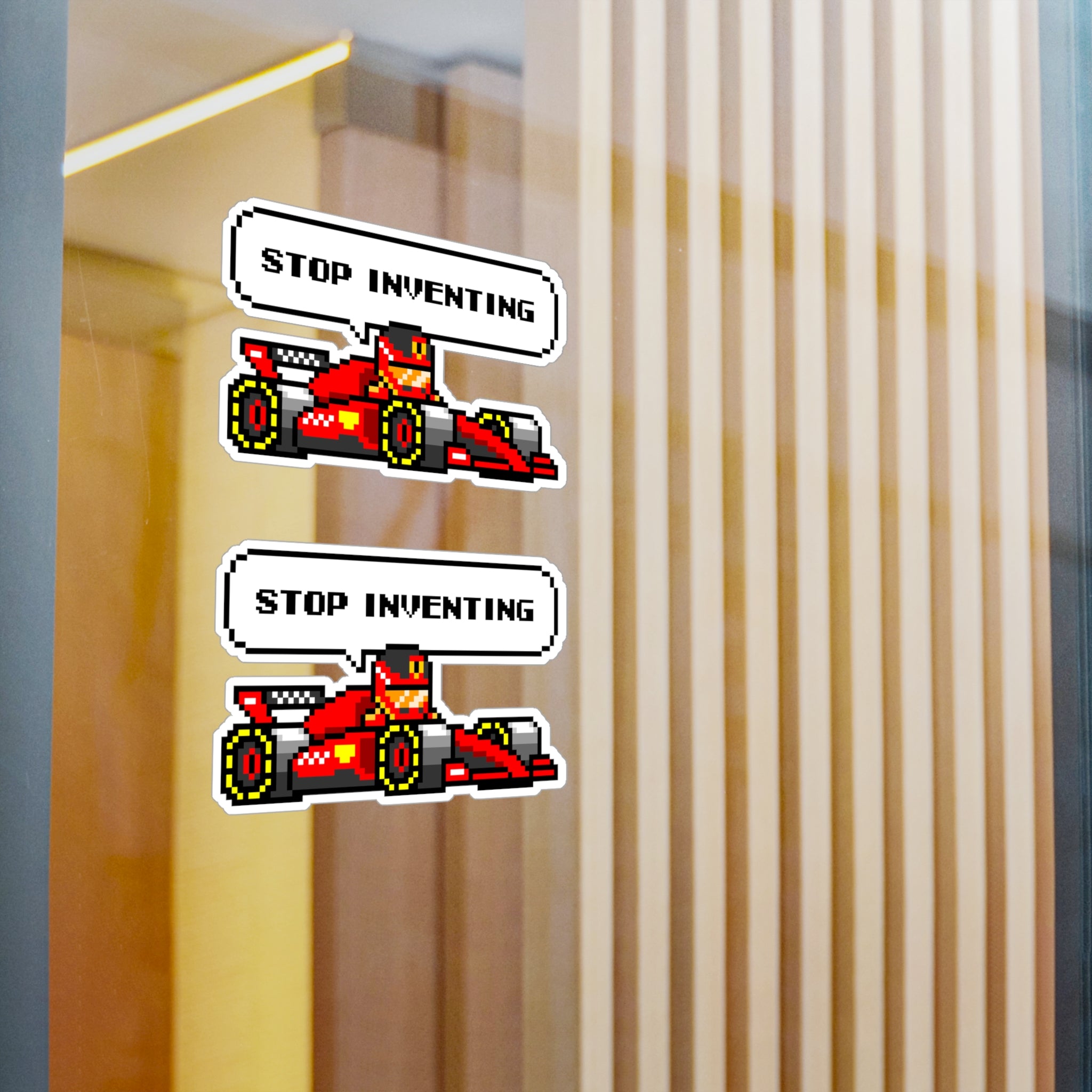 Sainz "STOP INVENTING" 8-bit Radio Vinyl Decal Sticker