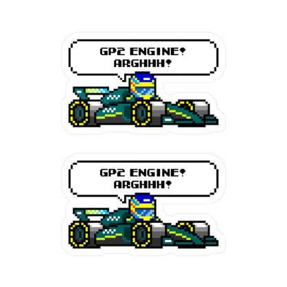 Alonso "GP2 ENGINE! ARGHHH!" 8-bit Radio Vinyl Decal Sticker