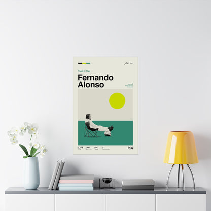 Fernando Alonso Mid-century Poster