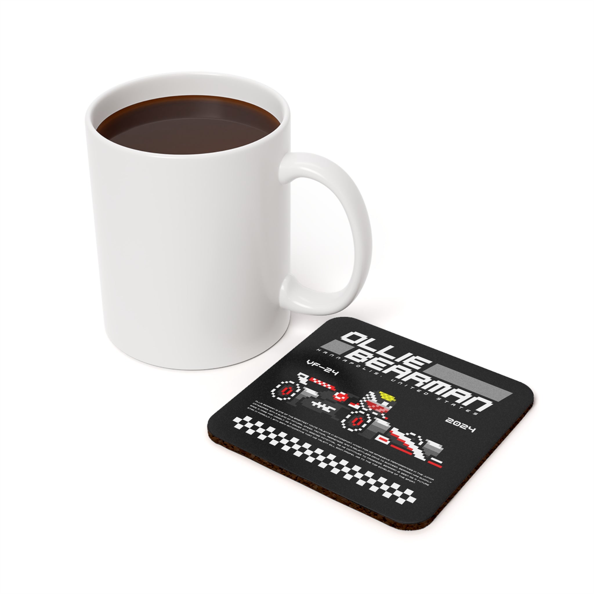 Ollie Bearman 8-bit Team Cork Coaster