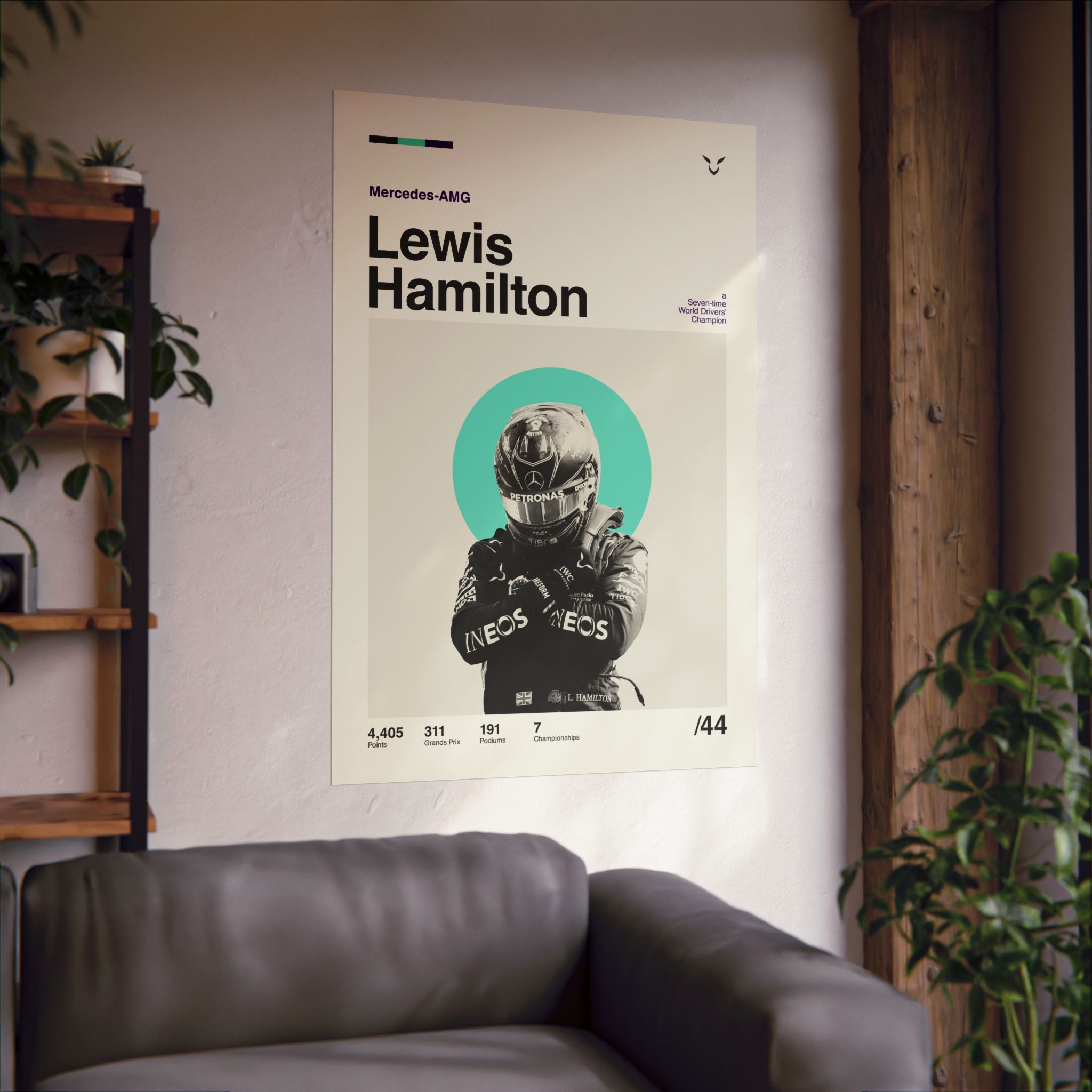 Lewis Hamilton Mid-century Poster