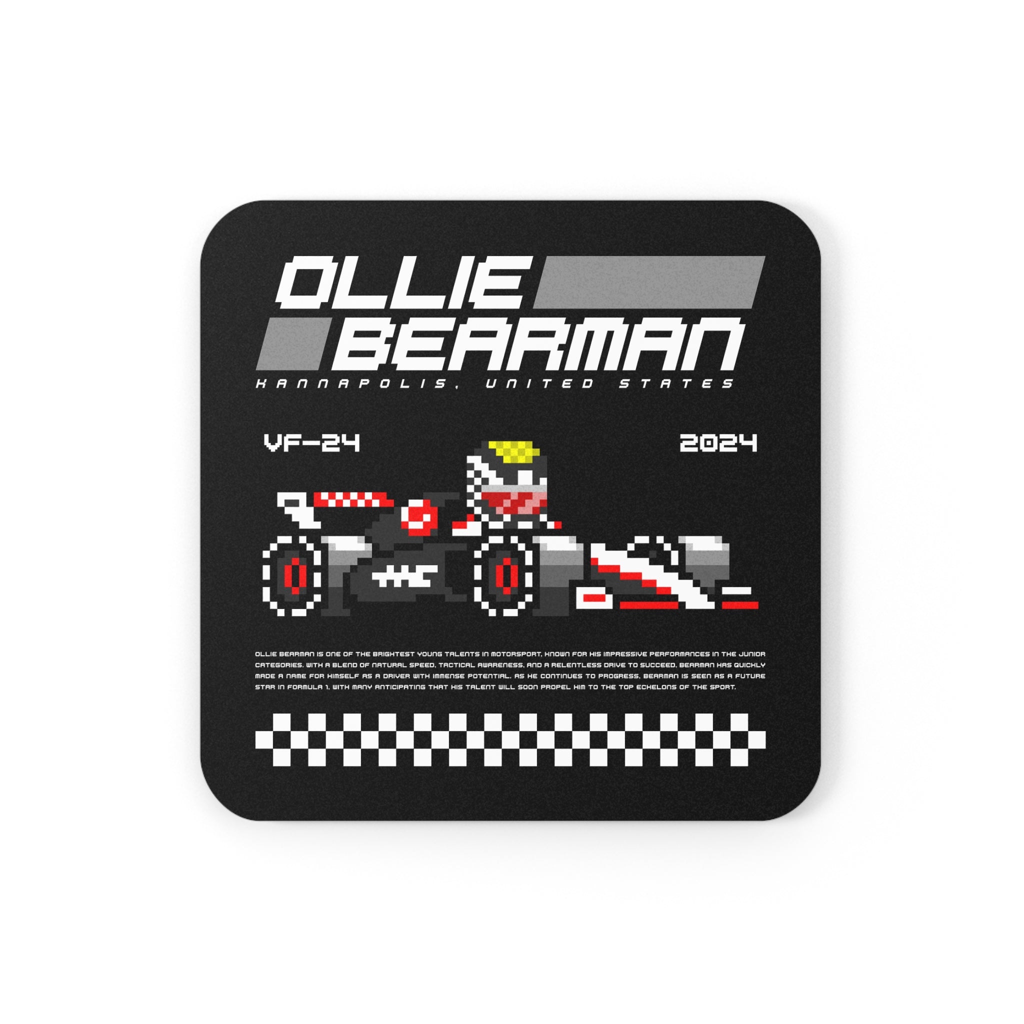 Ollie Bearman 8-bit Team Cork Coaster