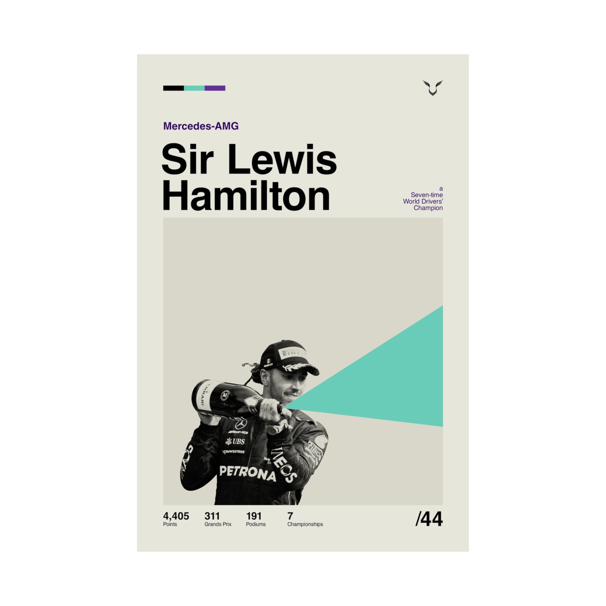 Sir Lewis Hamilton Mid-century Poster