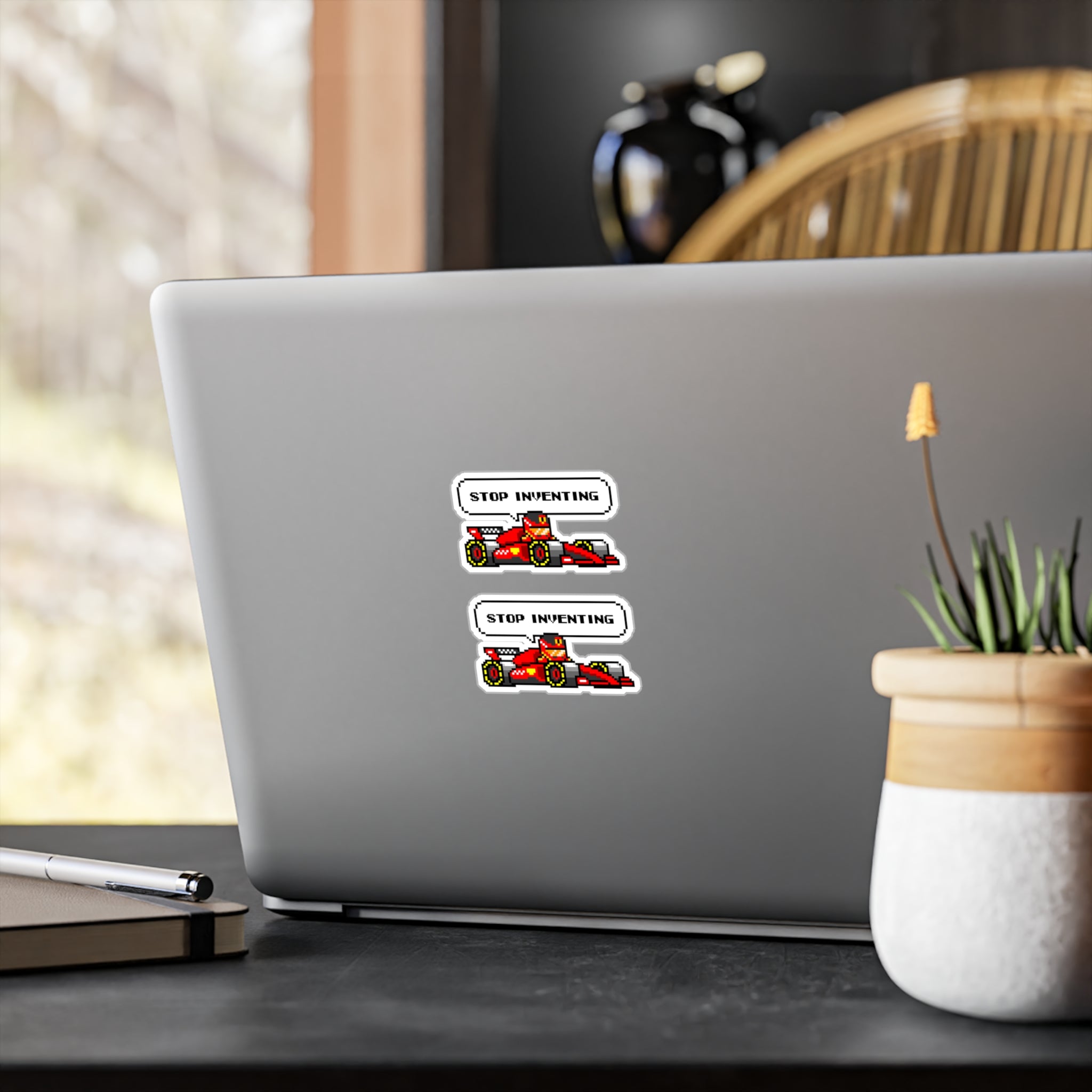 Sainz "STOP INVENTING" 8-bit Radio Vinyl Decal Sticker