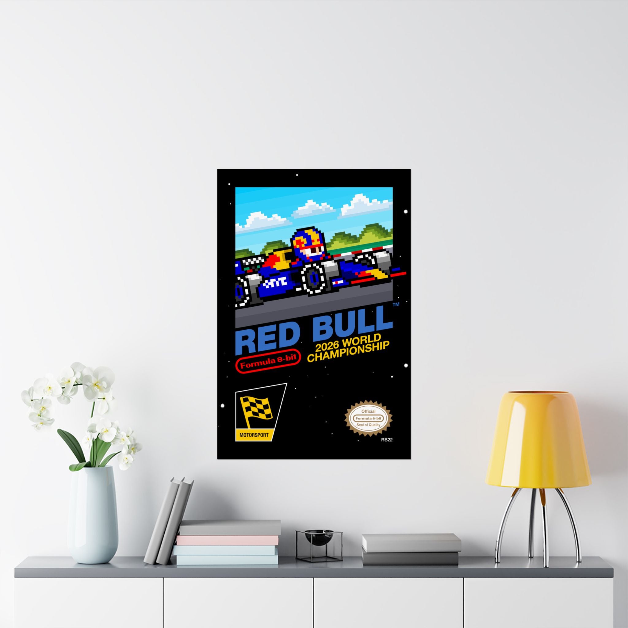 Red Bull Racing 8-bit Game Poster