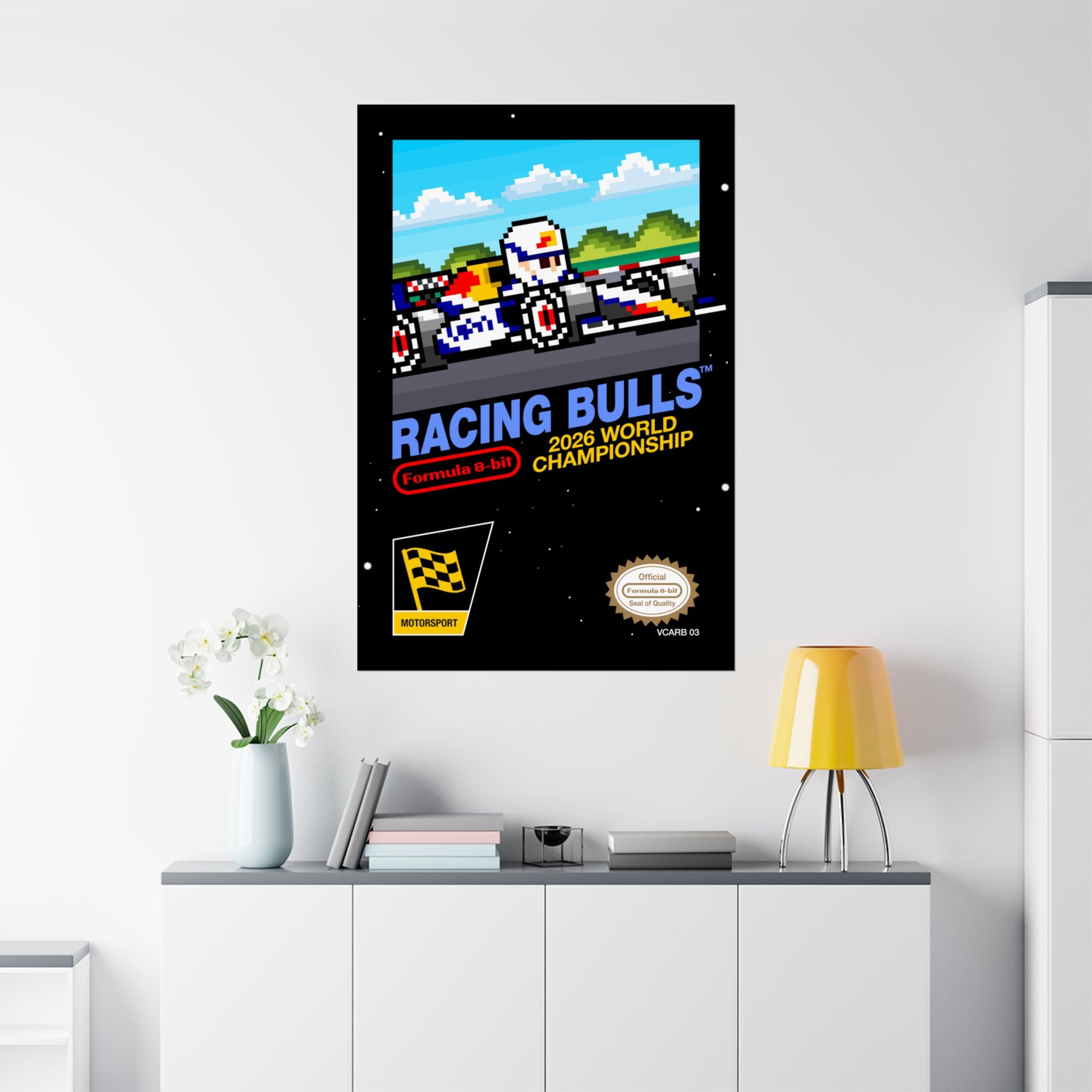 Racing Bulls 8-bit Game Poster