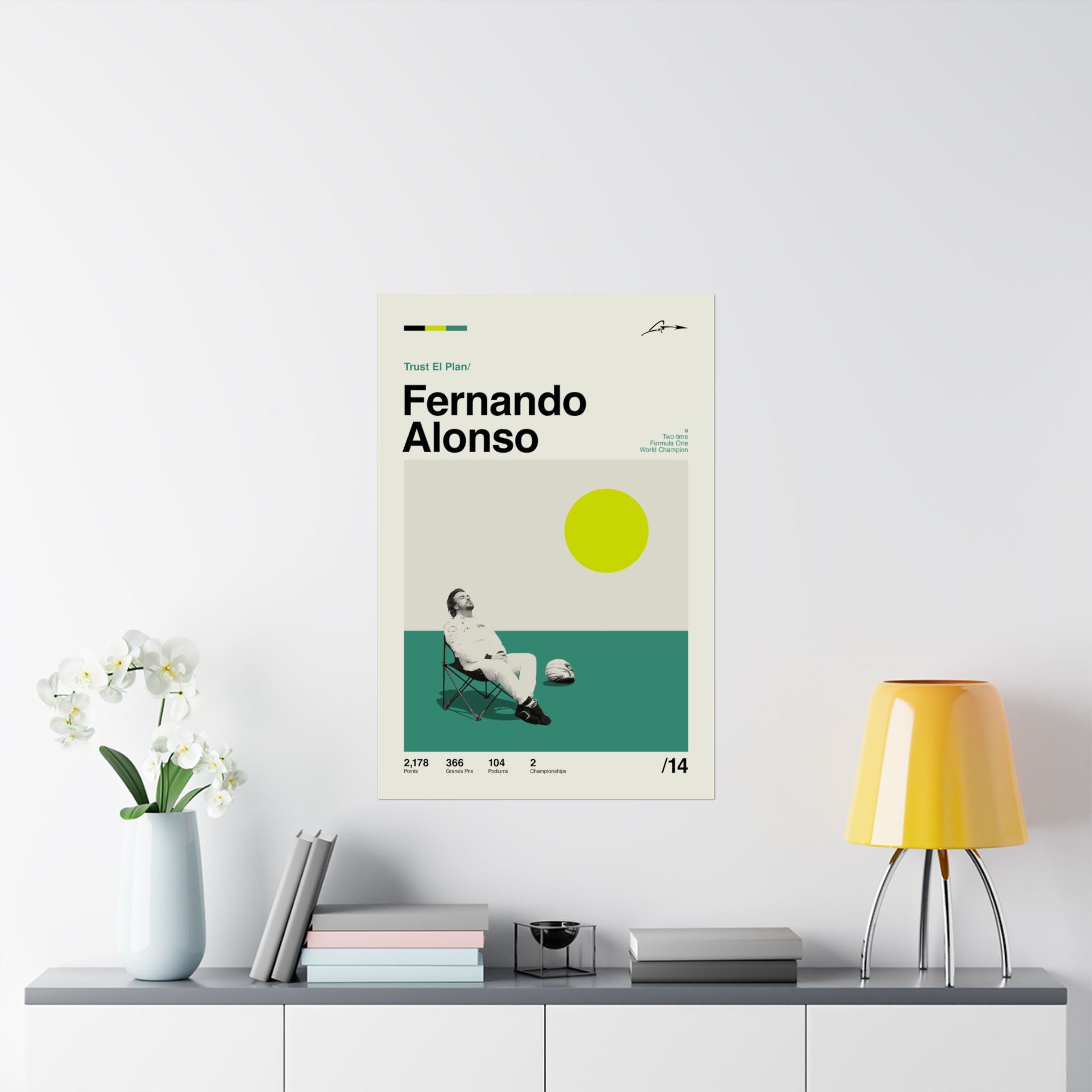 Fernando Alonso Mid-century Poster