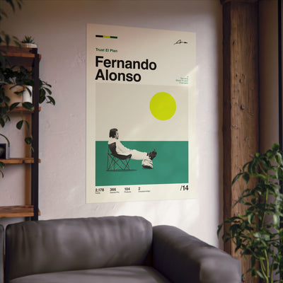 Fernando Alonso Mid-century Poster