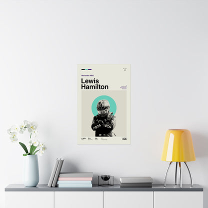 Lewis Hamilton Mid-century Poster