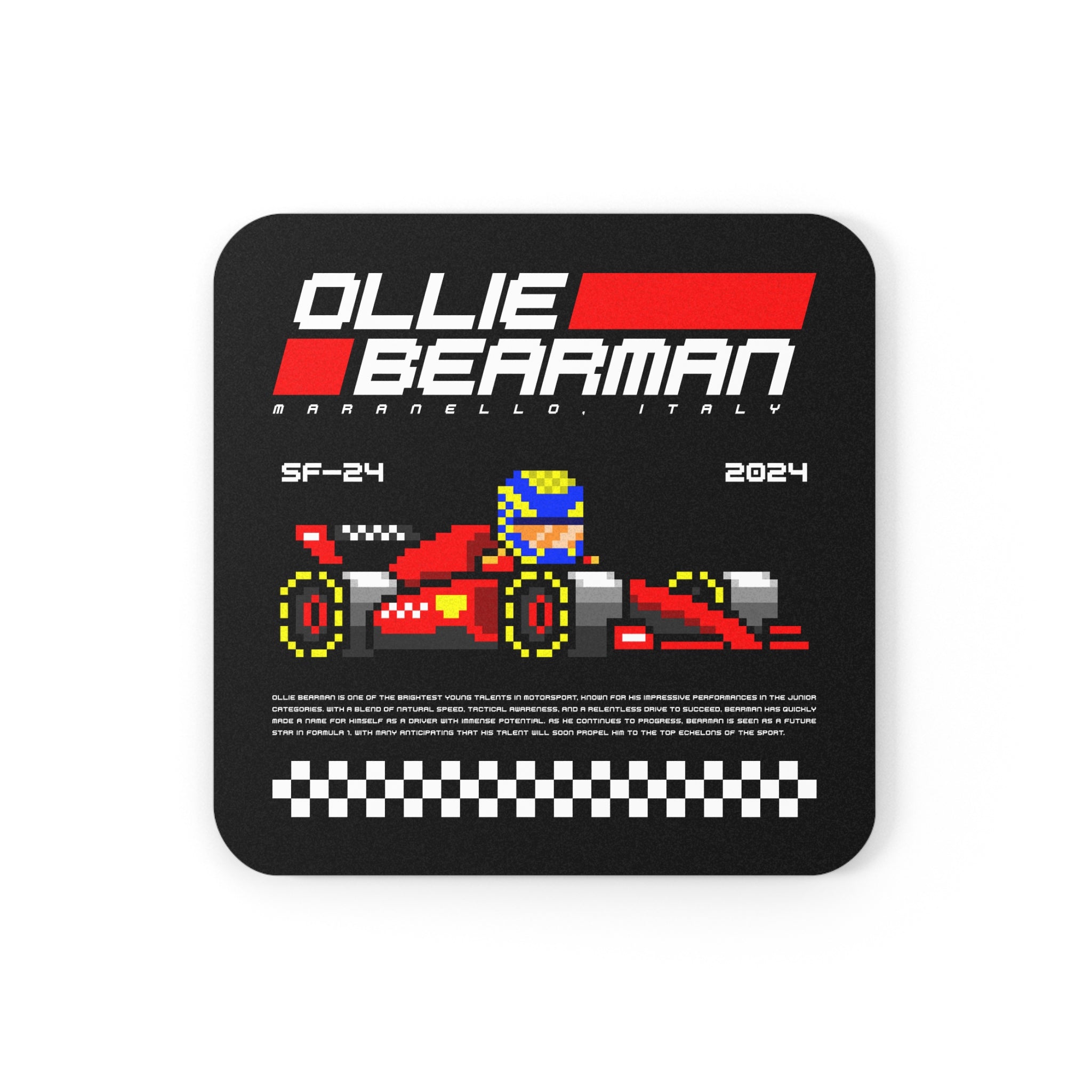 Ollie Bearman 8-bit Team Cork Coaster