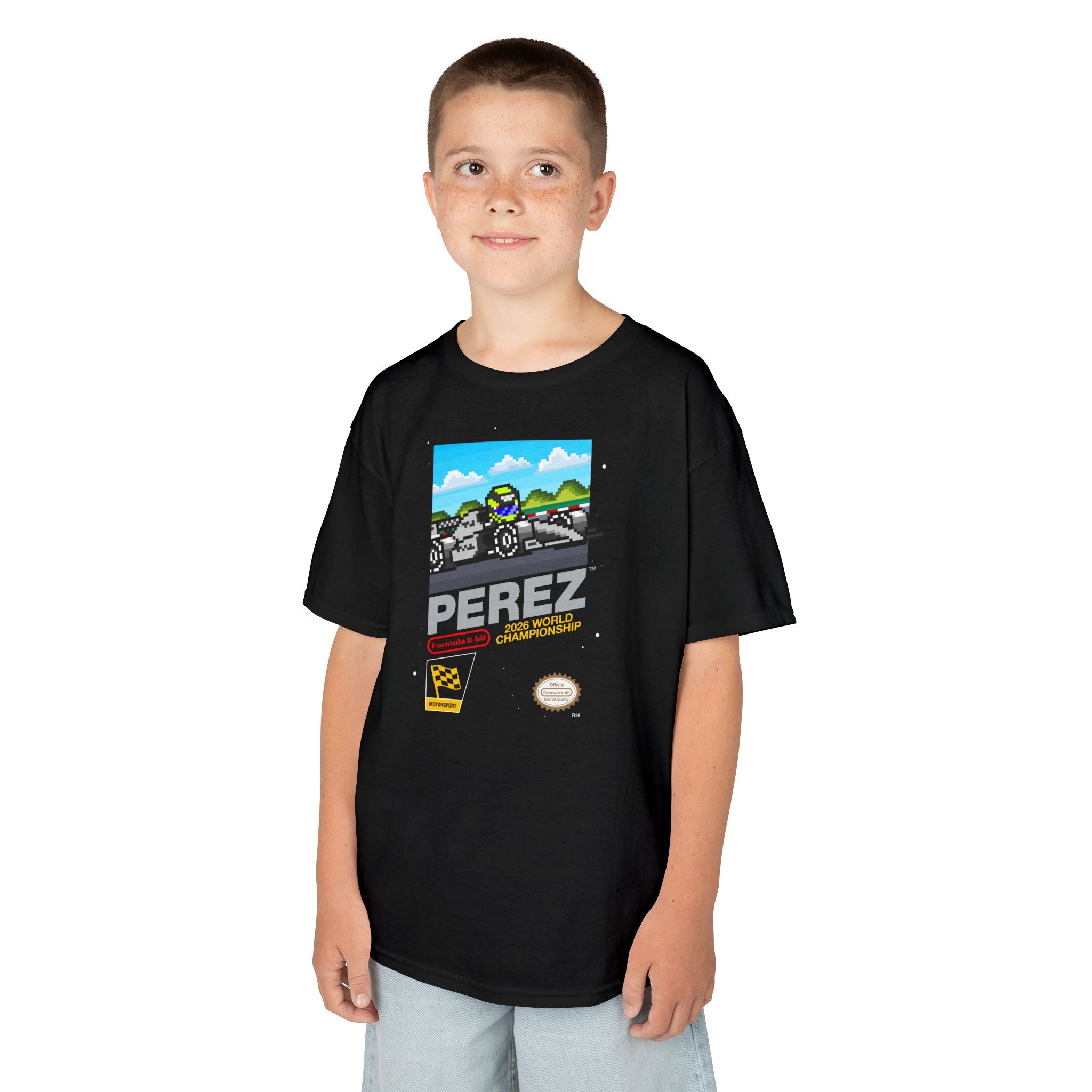 Perez 8-bit Game Kids Heavyweight 100% Cotton T-shirt