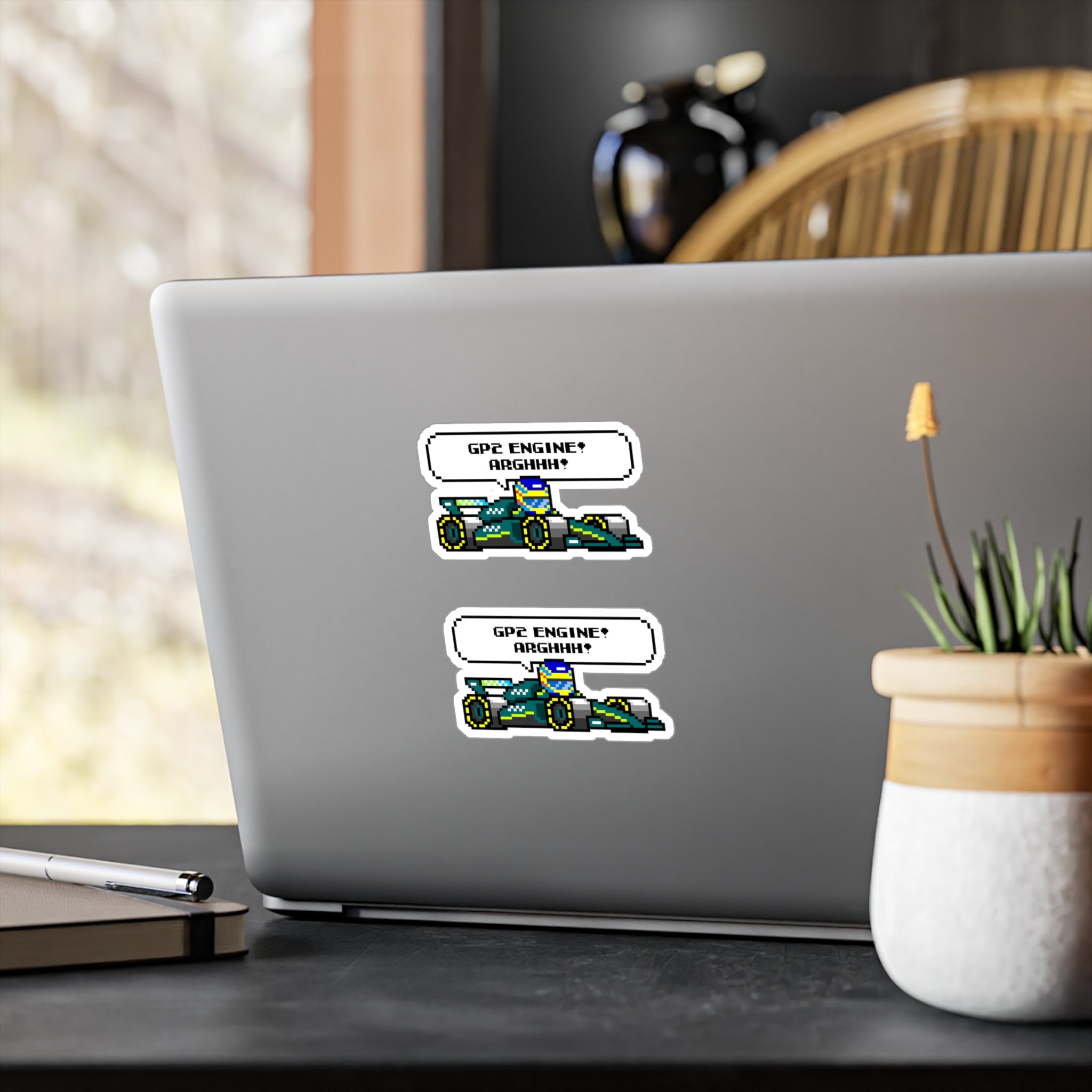 Alonso "GP2 ENGINE! ARGHHH!" 8-bit Radio Vinyl Decal Sticker