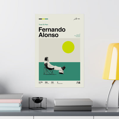 Fernando Alonso Mid-century Poster