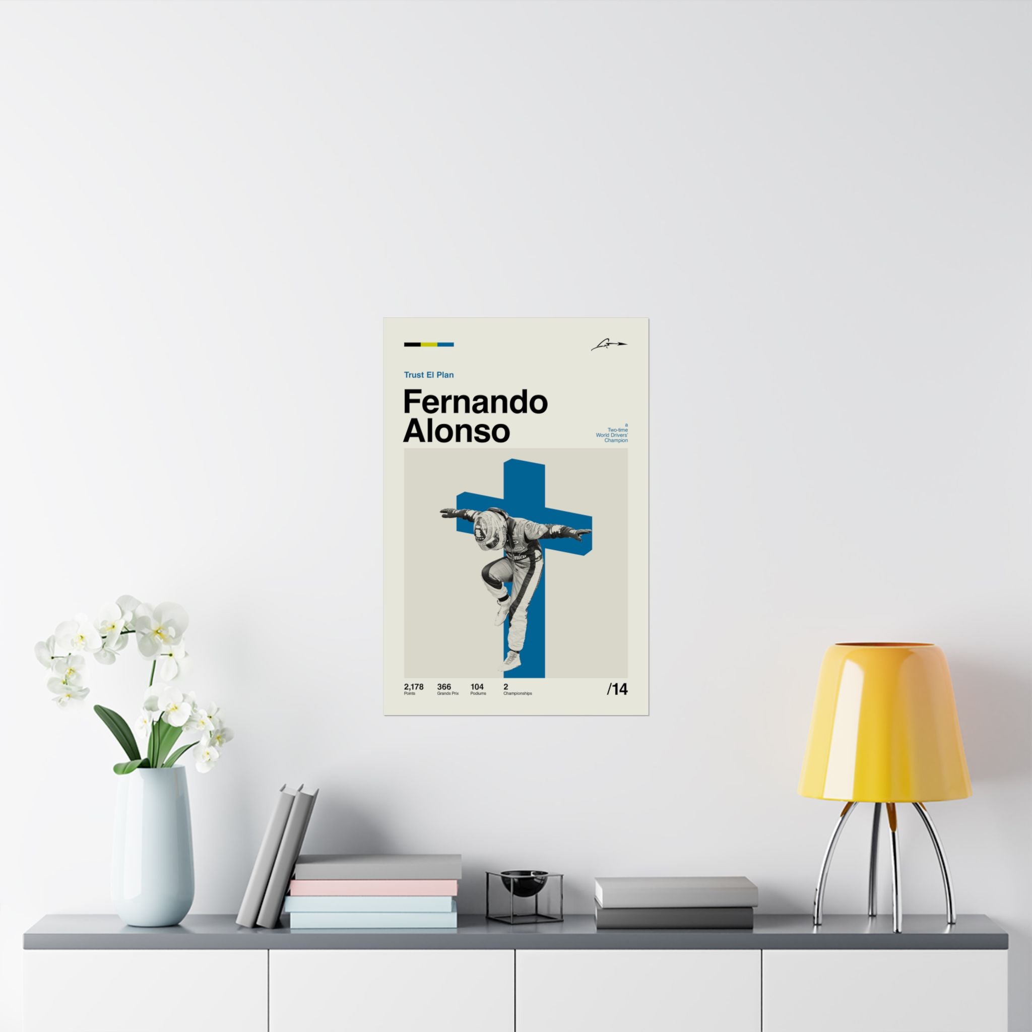 Fernando Alonso Mid-century Poster