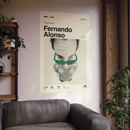 Fernando Alonso Mid-century Poster