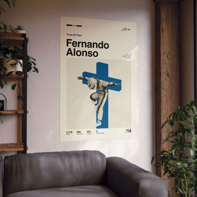 Fernando Alonso Mid-century Poster
