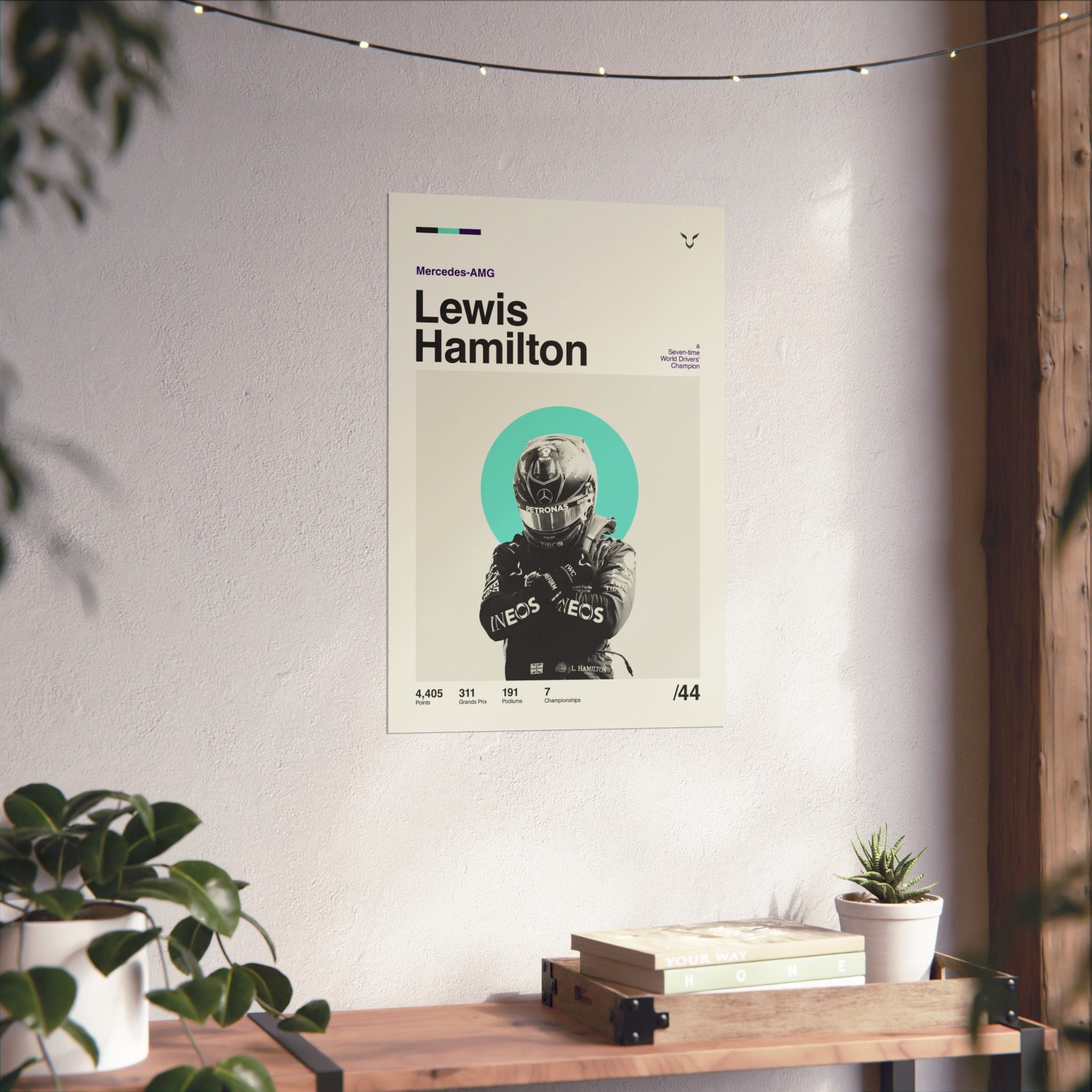 Lewis Hamilton Mid-century Poster