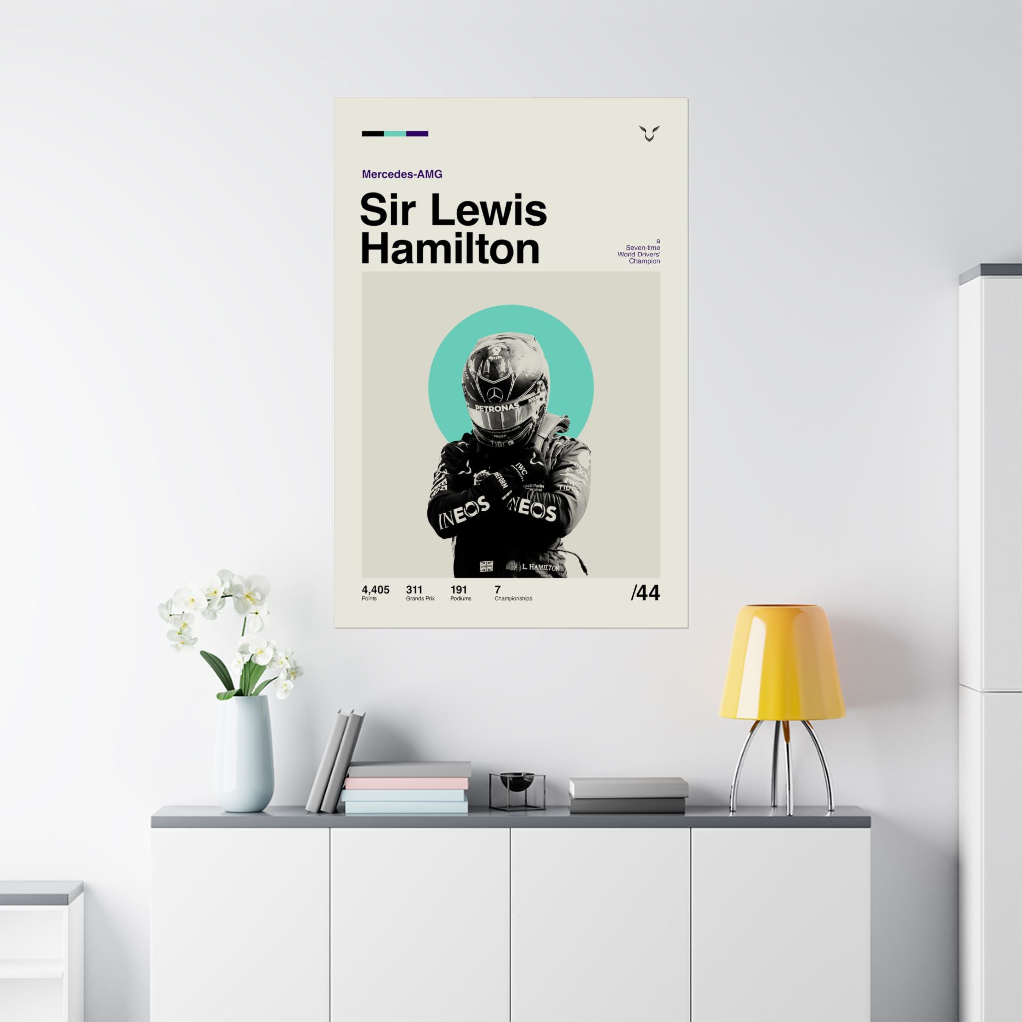 Sir Lewis Hamilton Mid-century Poster