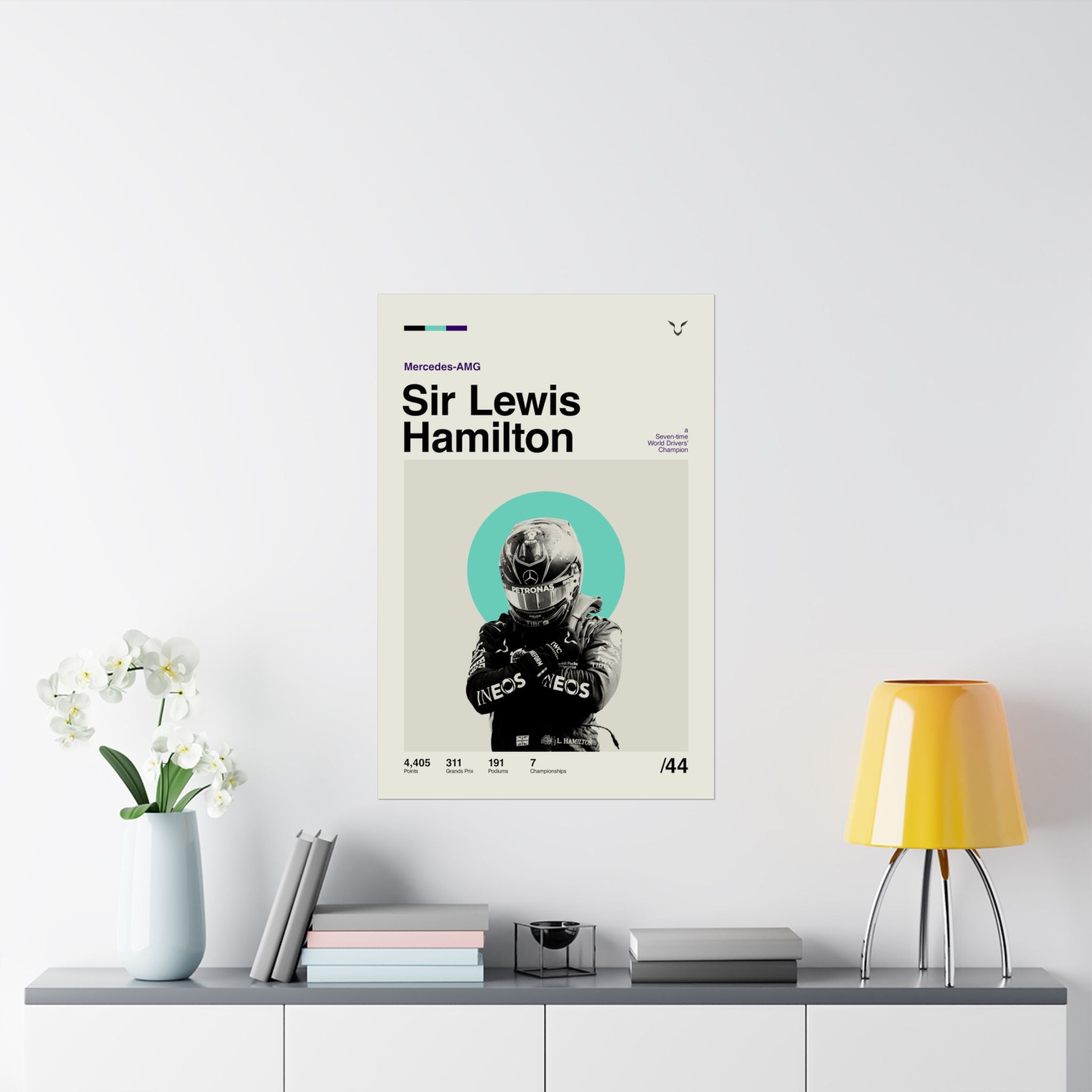 Sir Lewis Hamilton Mid-century Poster