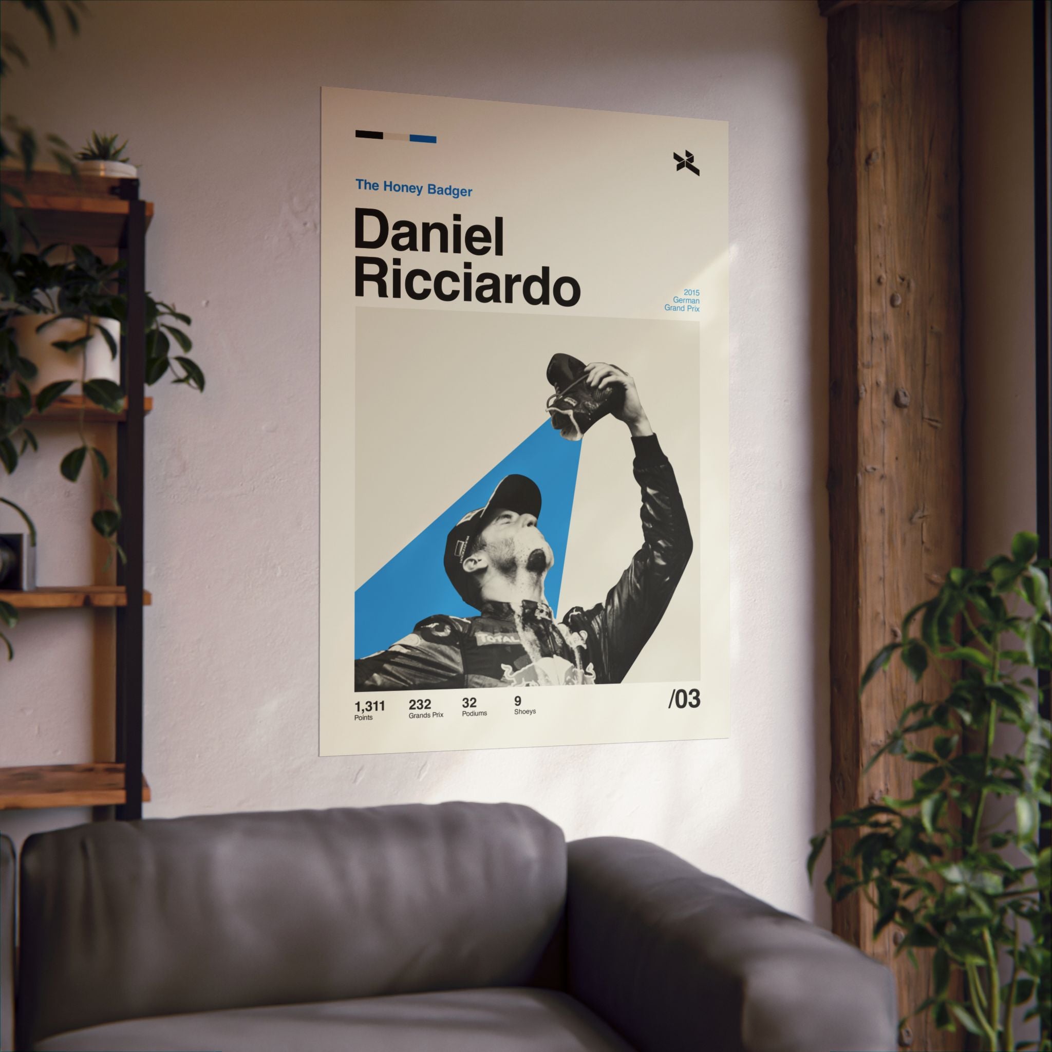 Daniel Ricciardo Mid-Century Poster