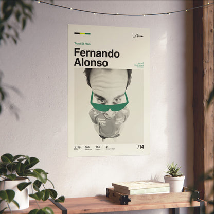 Fernando Alonso Mid-century Poster