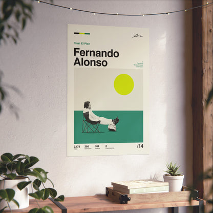 Fernando Alonso Mid-century Poster