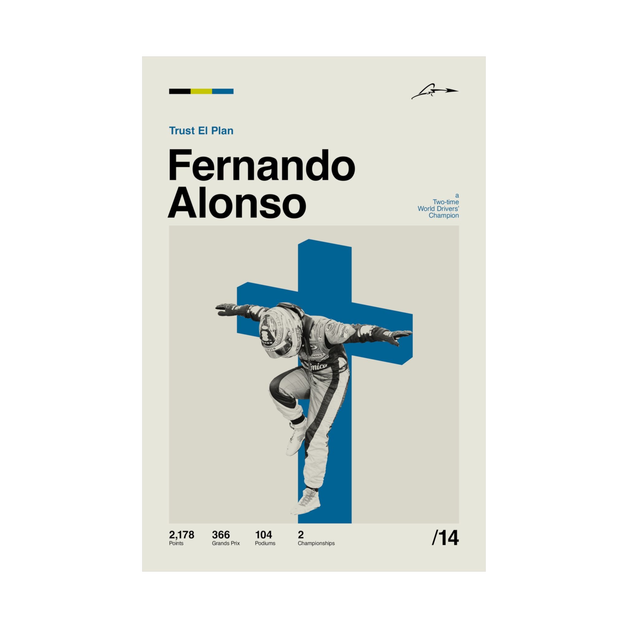 Fernando Alonso Mid-century Poster