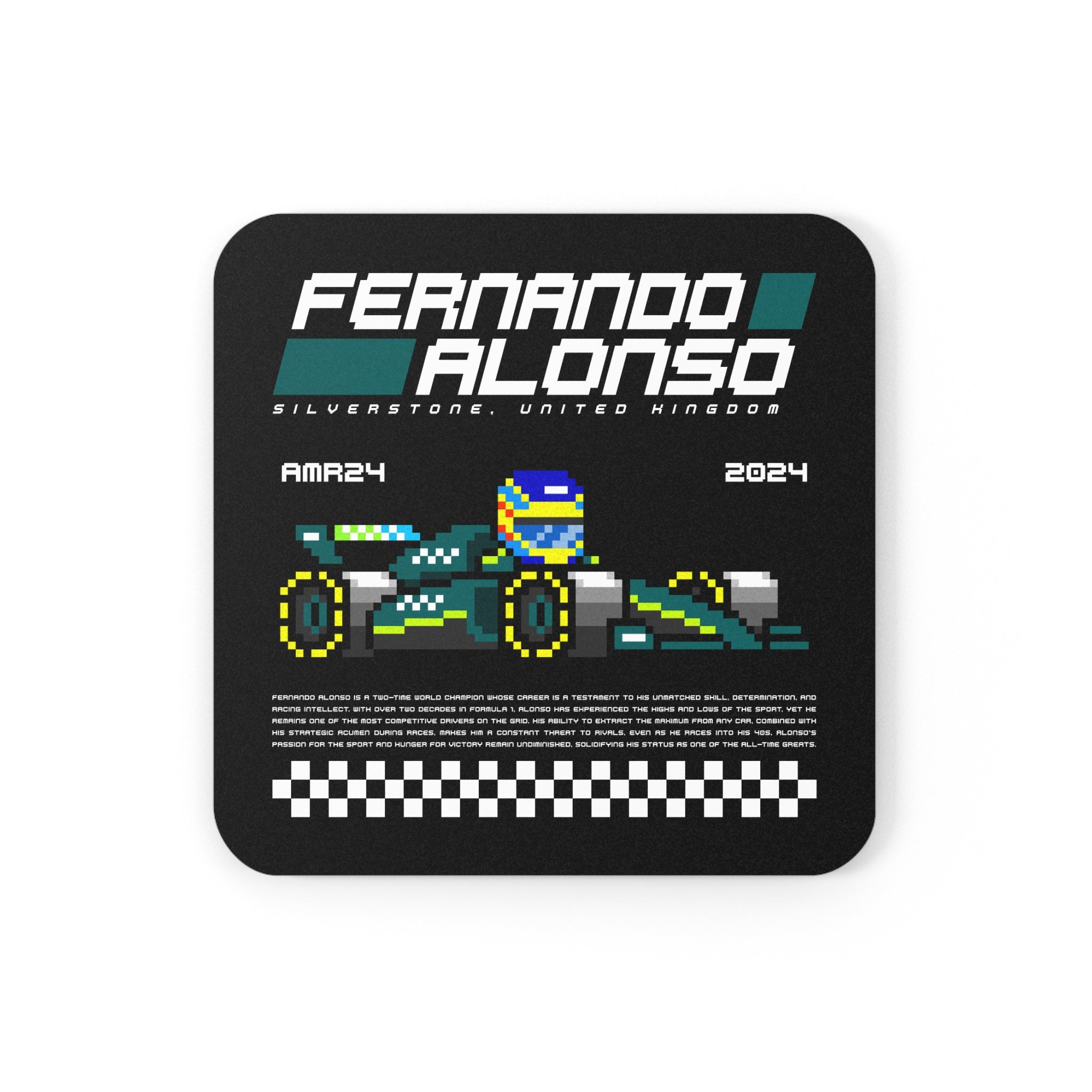 Fernando Alonso 8-bit Team Cork Coaster