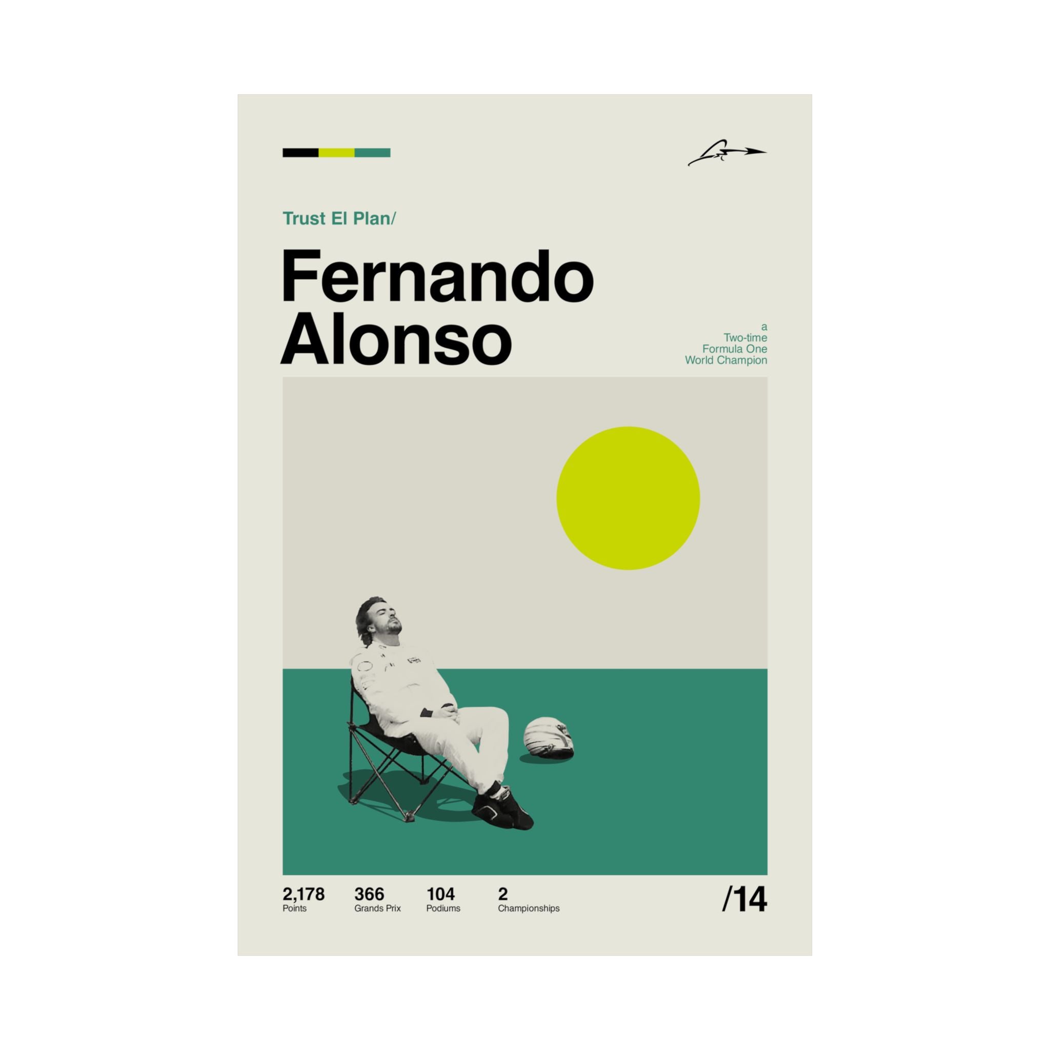 Fernando Alonso Mid-century Poster