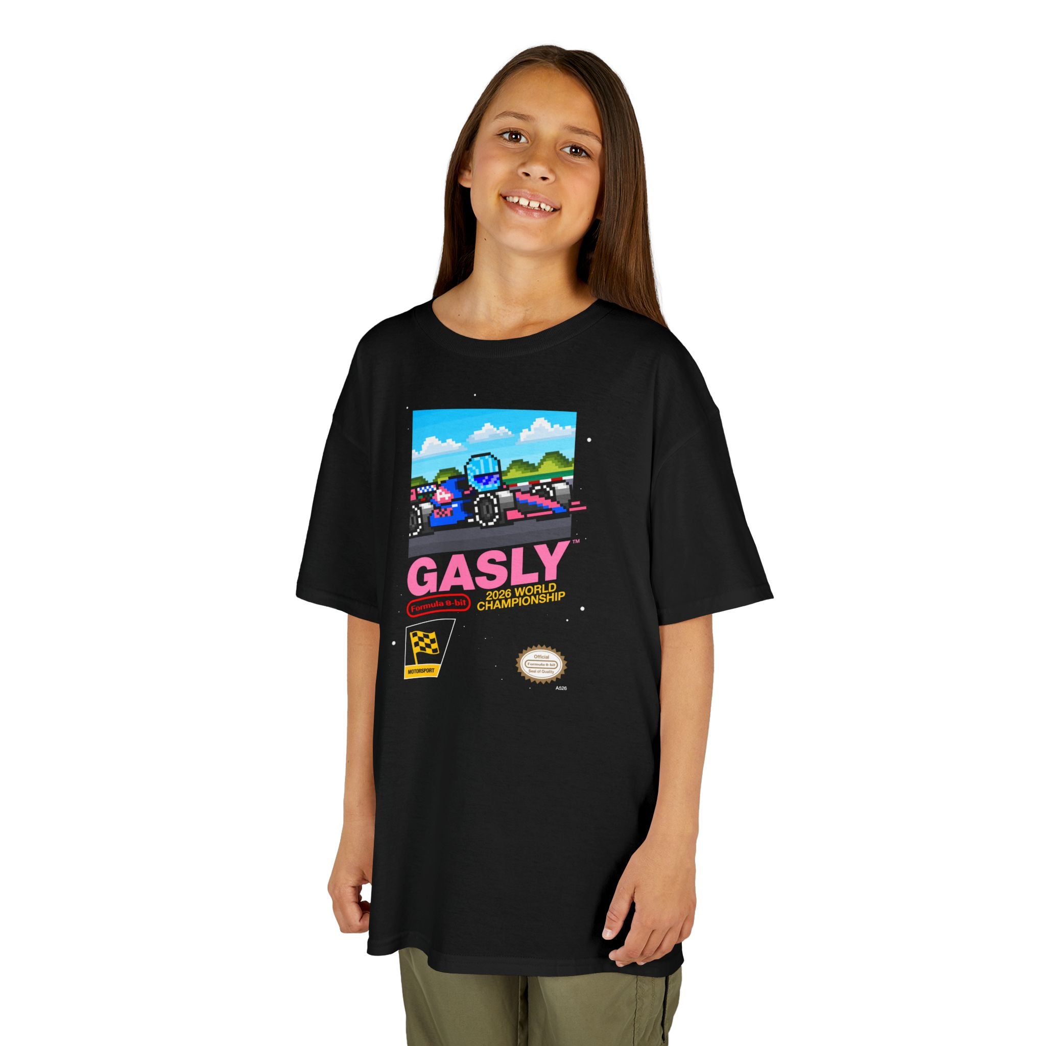 Gasly 8-bit Game Kids Heavyweight 100% Cotton T-shirt