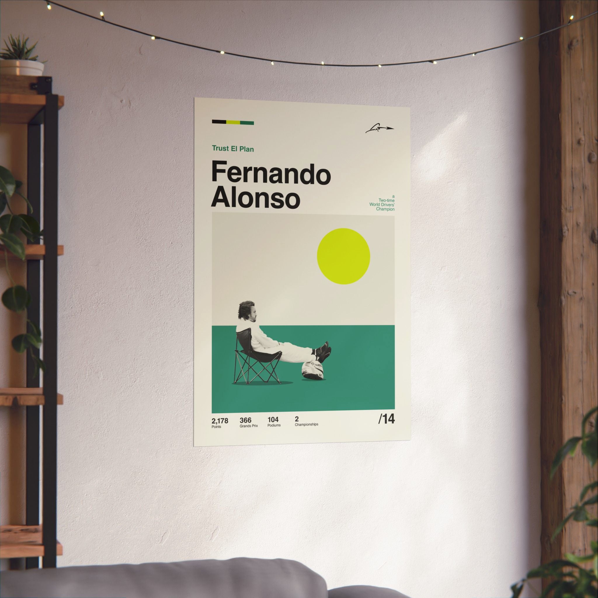 Fernando Alonso Mid-century Poster