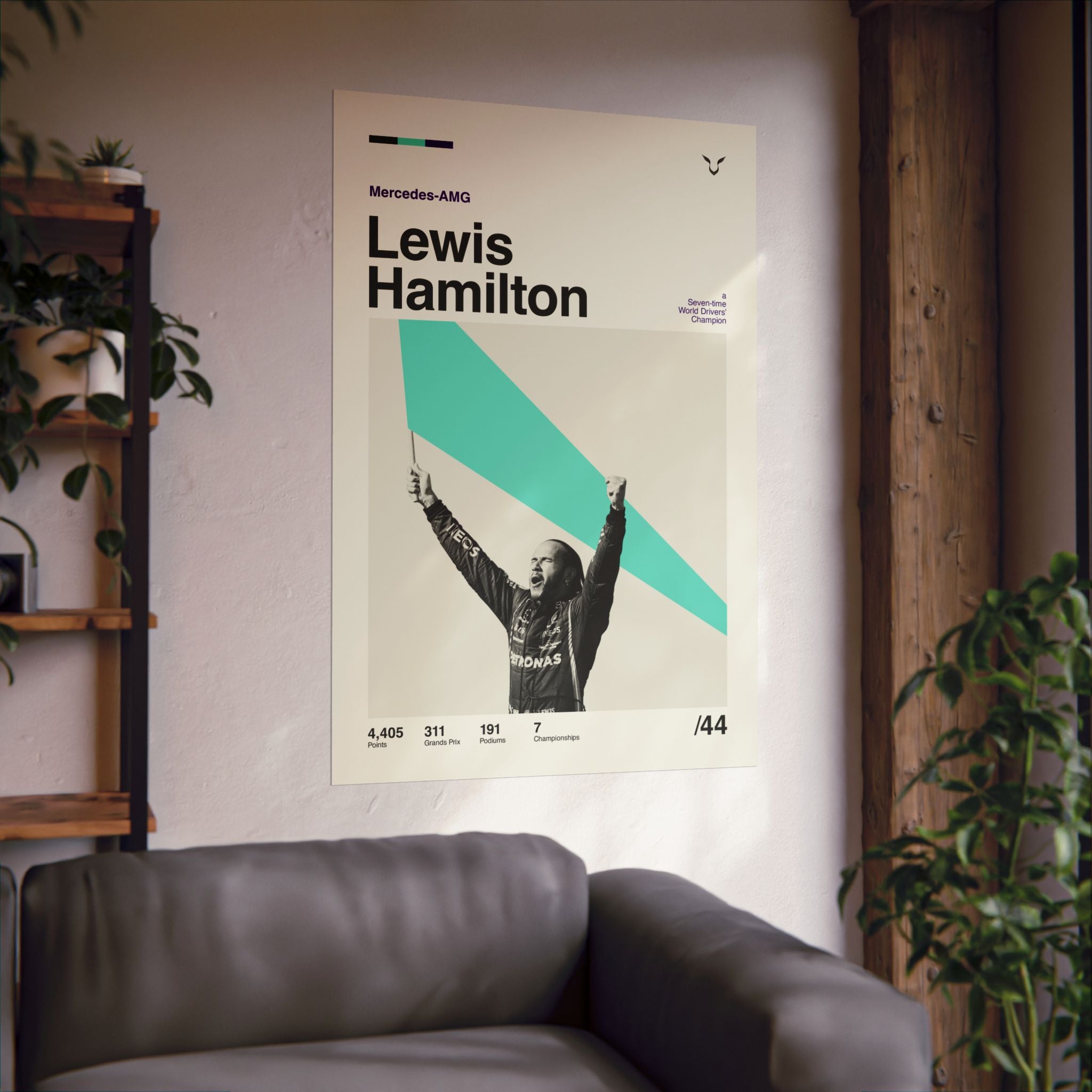 Lewis Hamilton Mid-century Poster