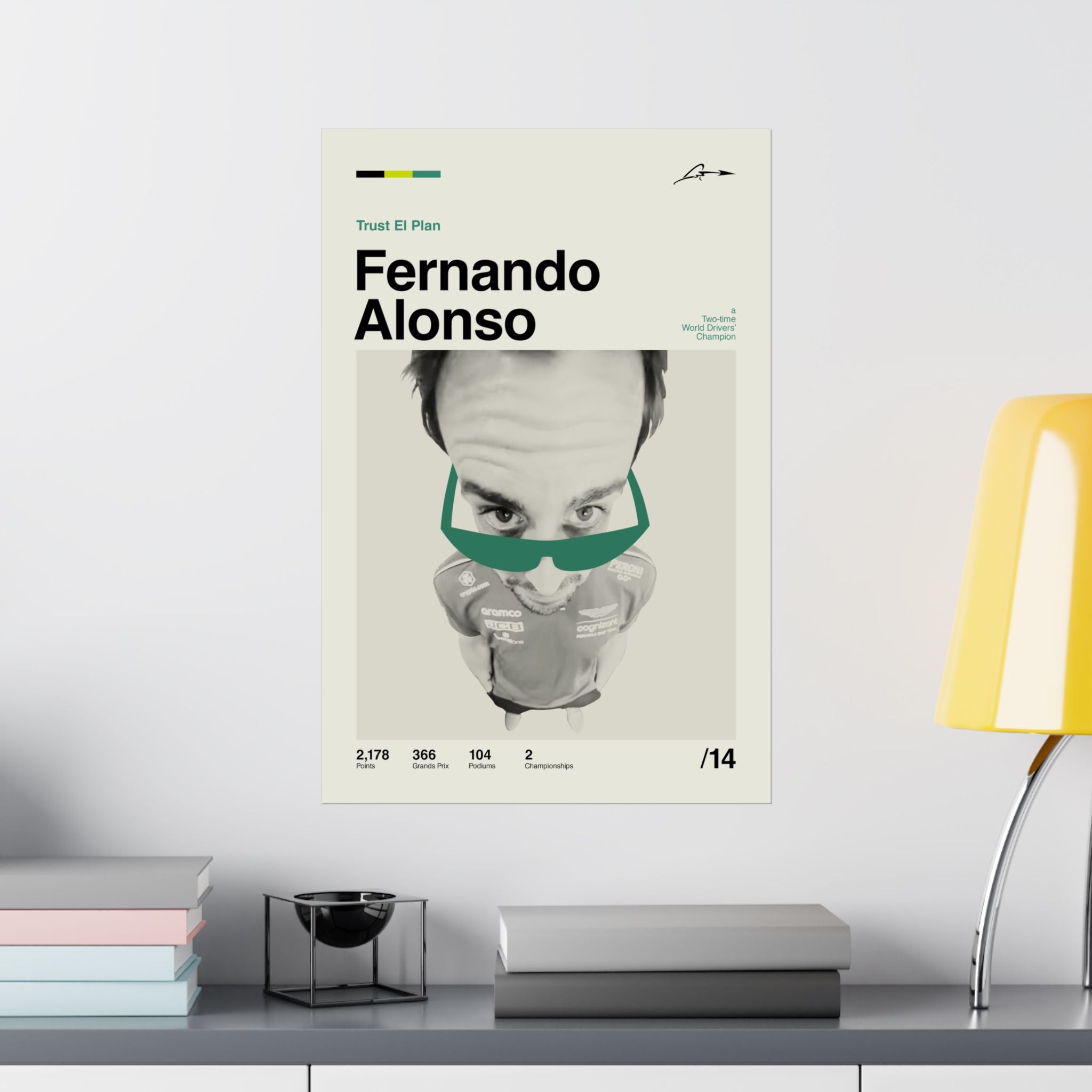 Fernando Alonso Mid-century Poster