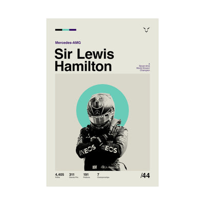Sir Lewis Hamilton Mid-century Poster