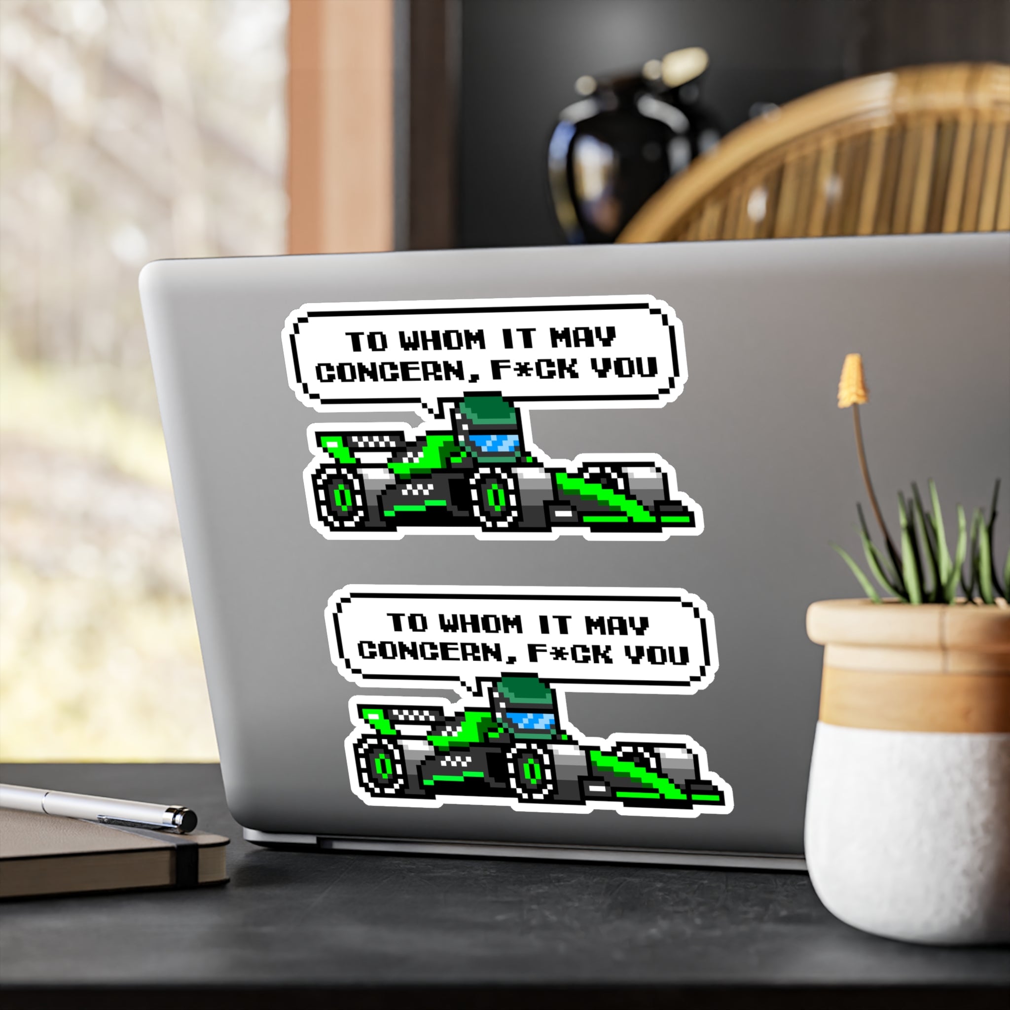 Bottas "TO WHOM IT MAY CONCERN, F*CK YOU" 8-bit Radio Vinyl Decal Sticker