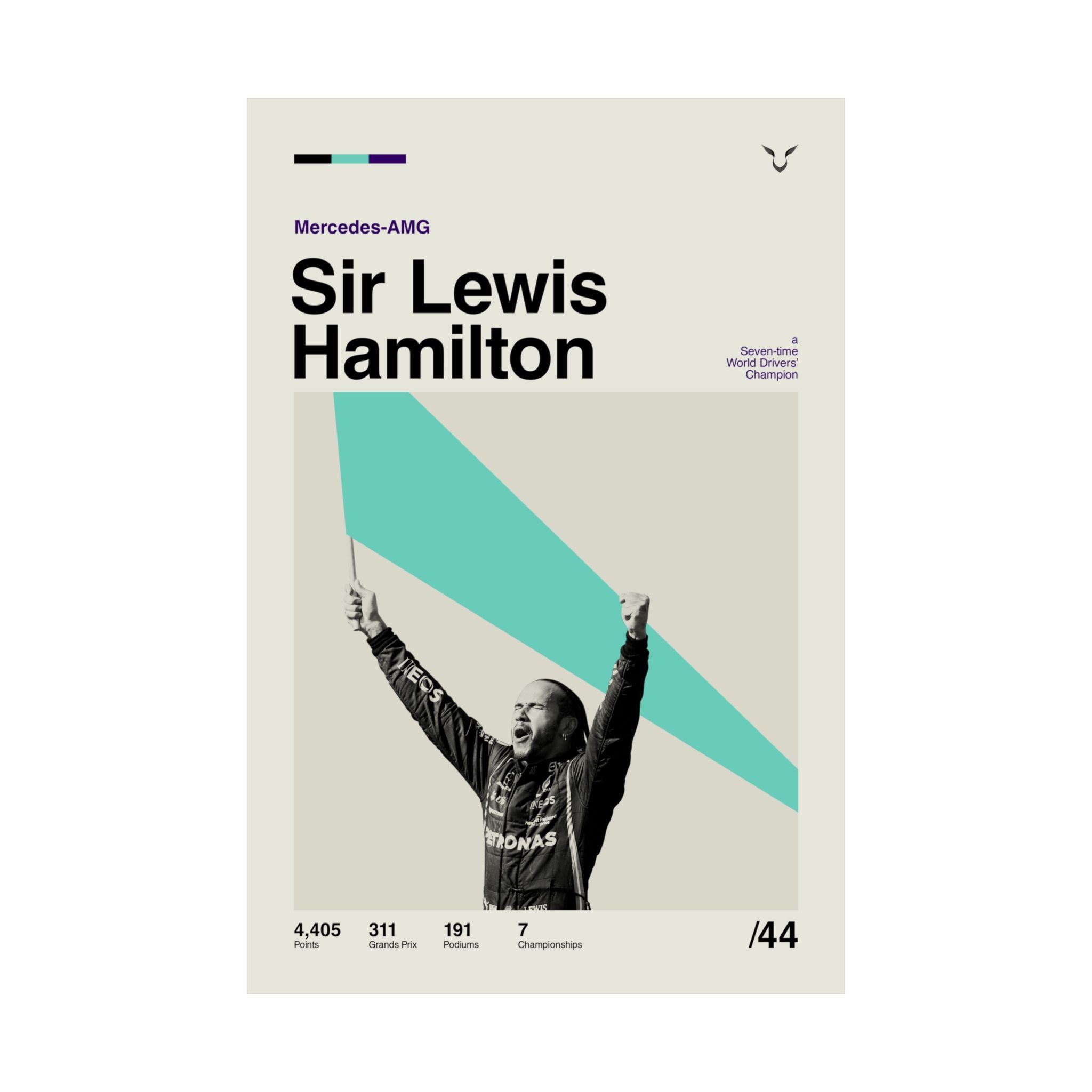 Sir Lewis Hamilton Mid-century Poster