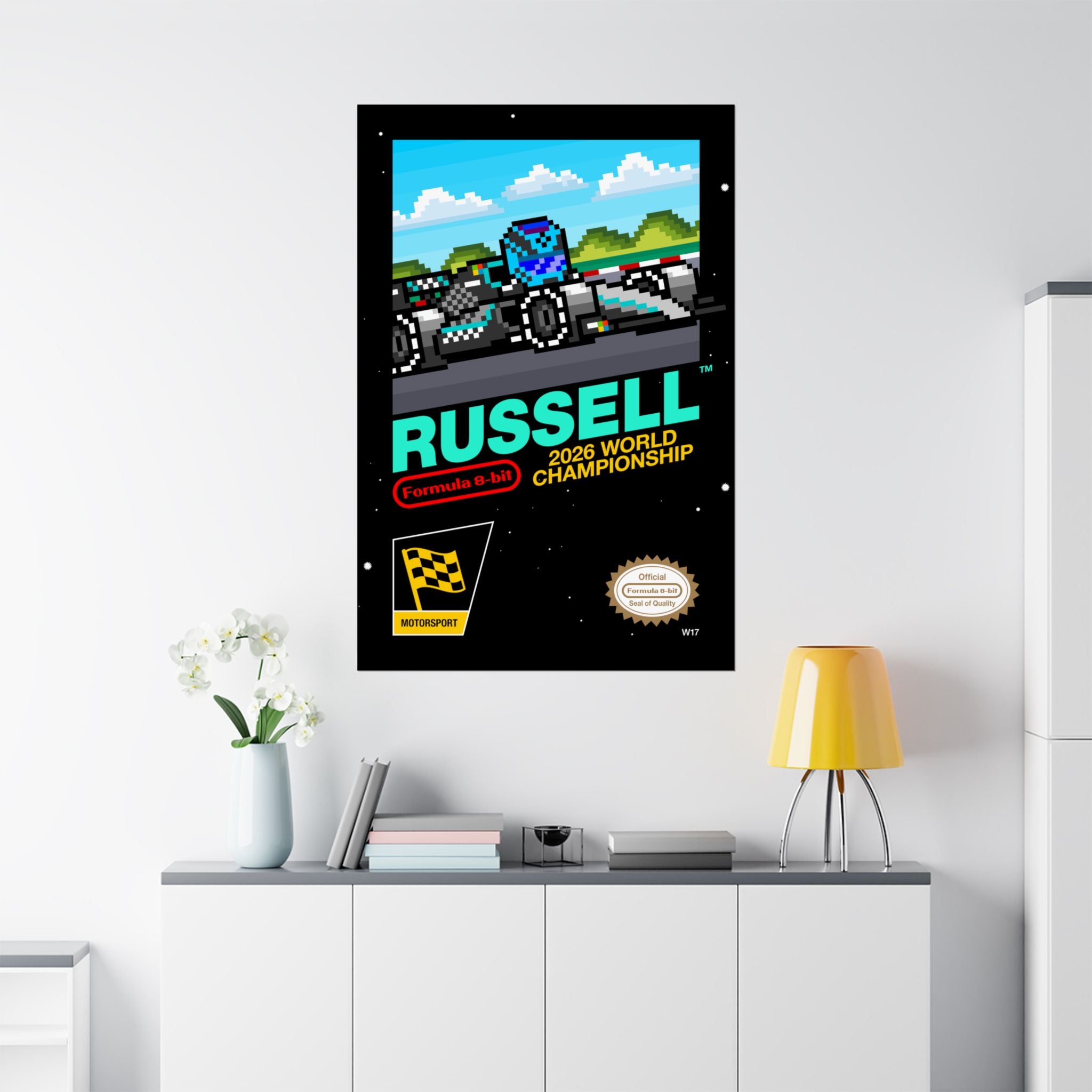 George Russell 8-bit Game Poster