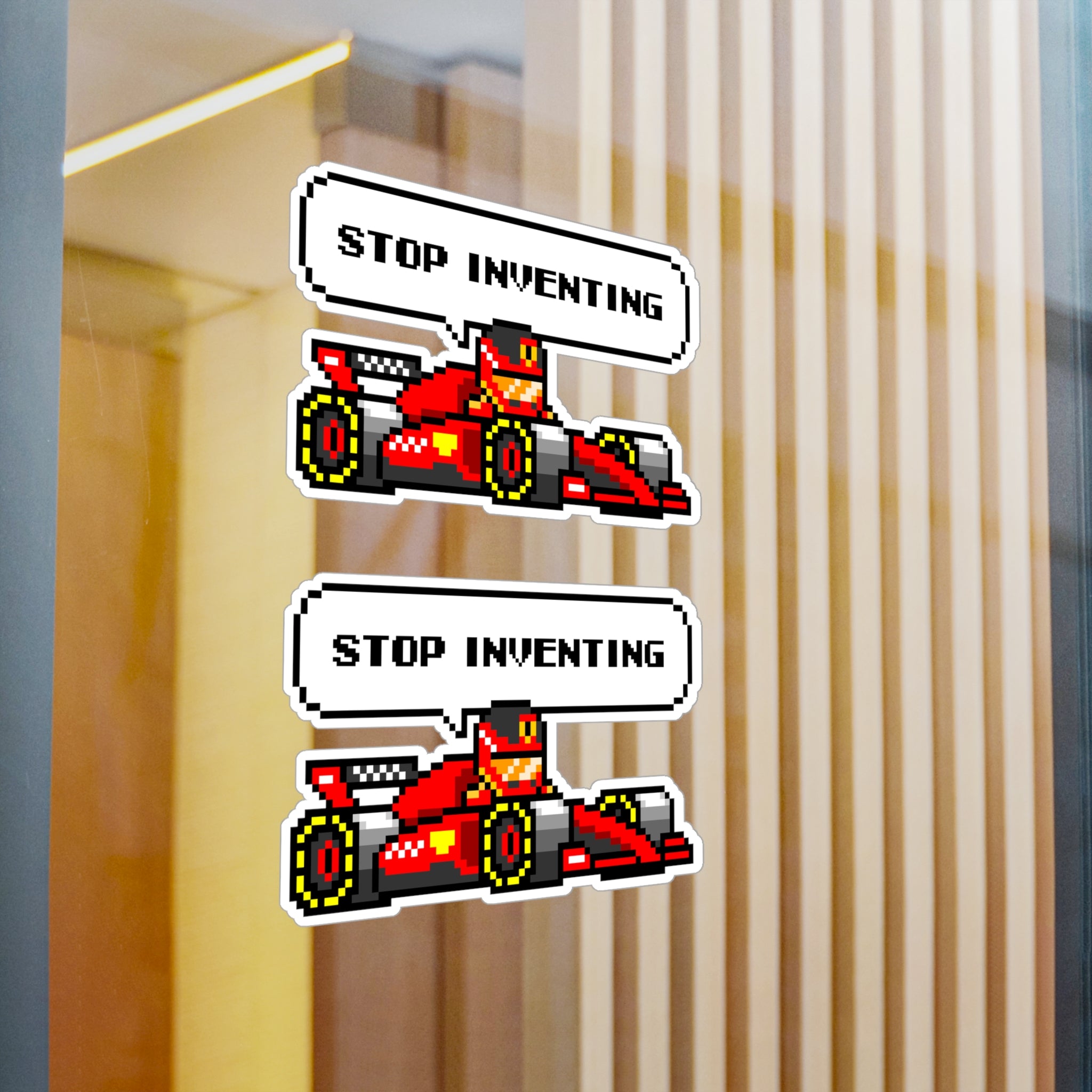 Sainz "STOP INVENTING" 8-bit Radio Vinyl Decal Sticker