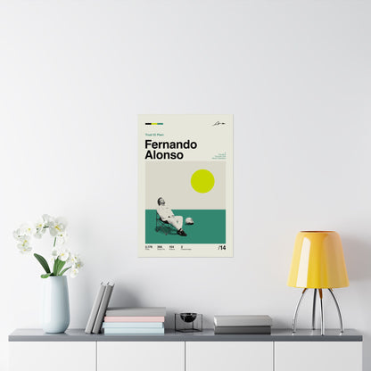 Fernando Alonso Mid-century Poster