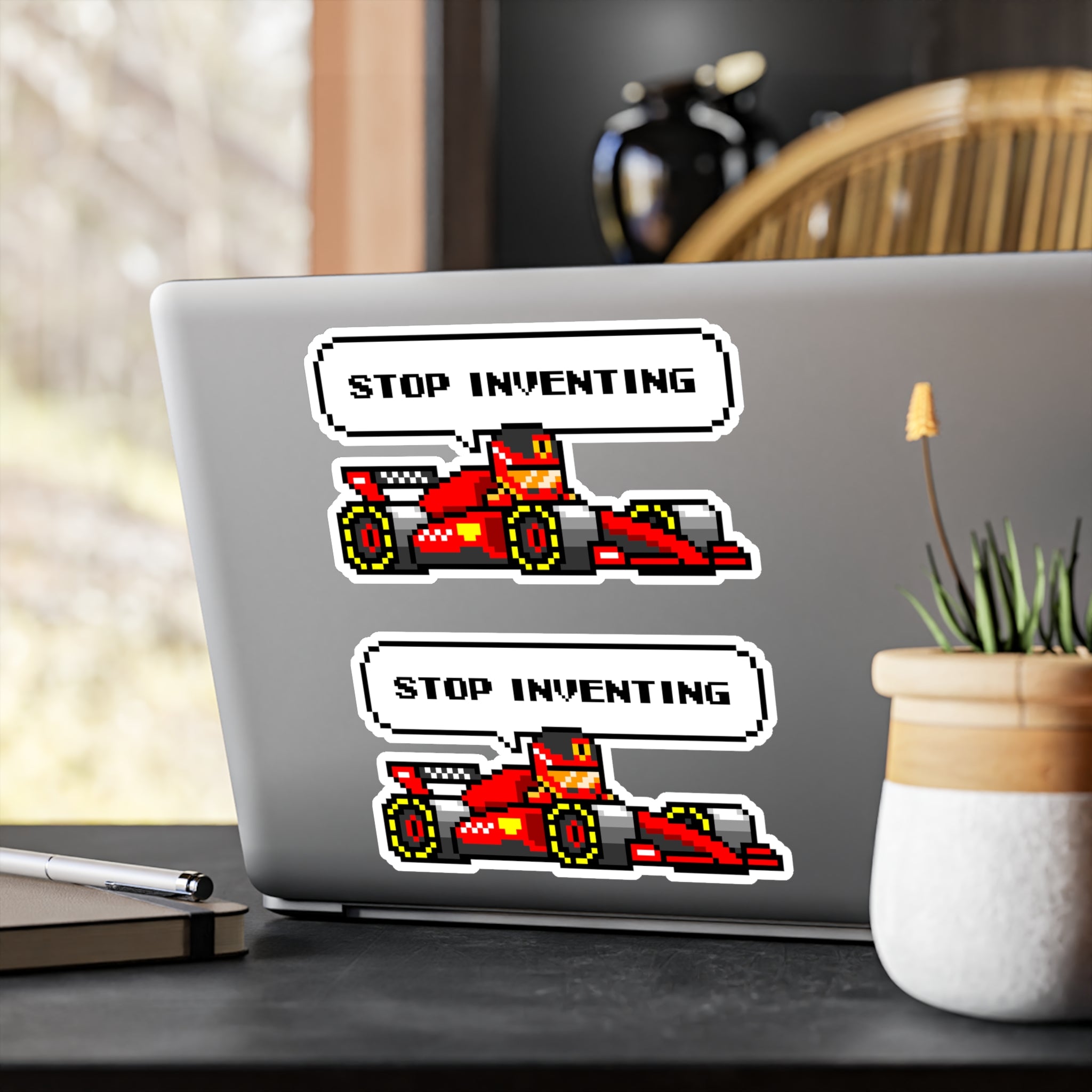Sainz "STOP INVENTING" 8-bit Radio Vinyl Decal Sticker