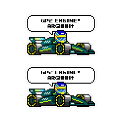 Alonso "GP2 ENGINE! ARGHHH!" 8-bit Radio Vinyl Decal Sticker