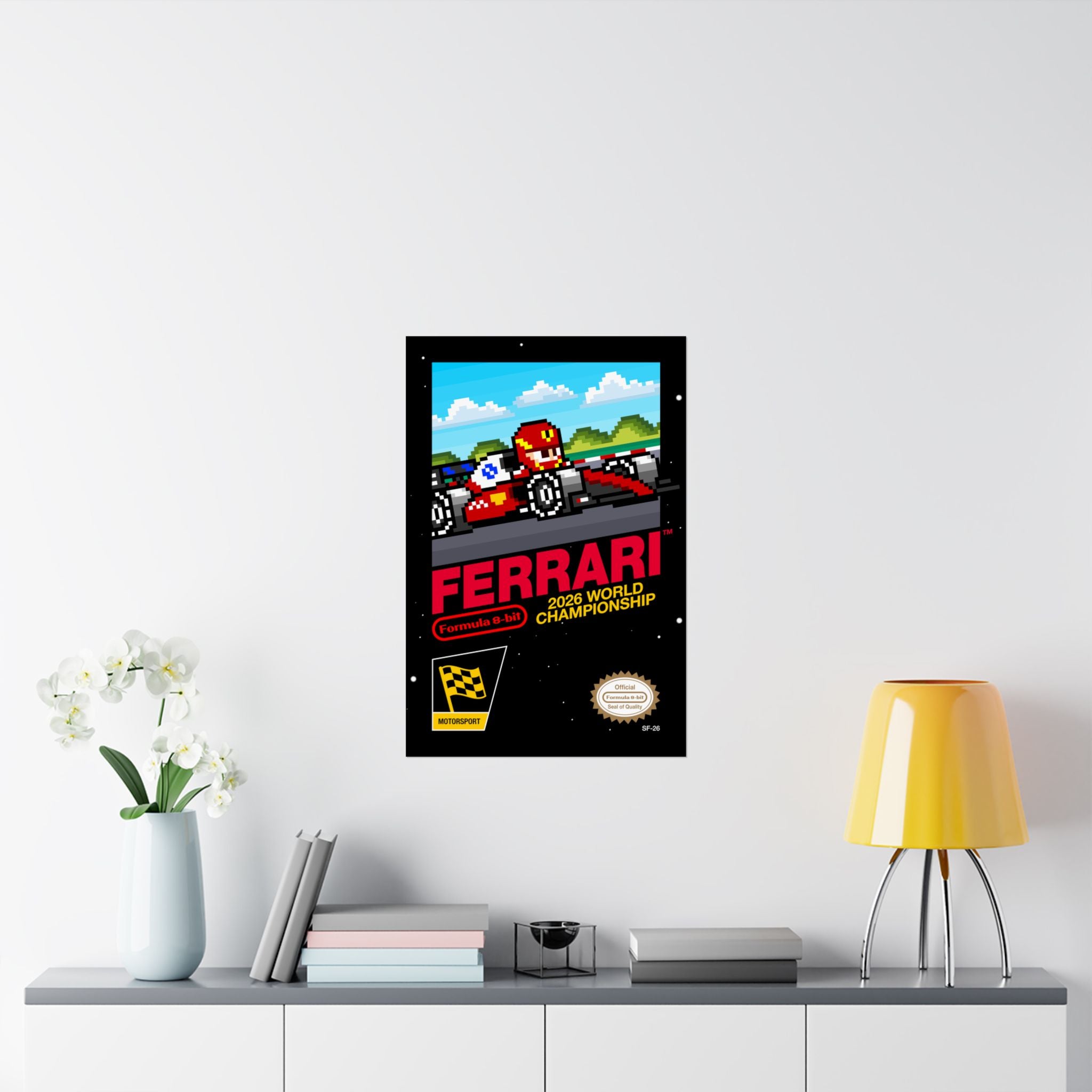 Ferrari 8-bit Game Poster