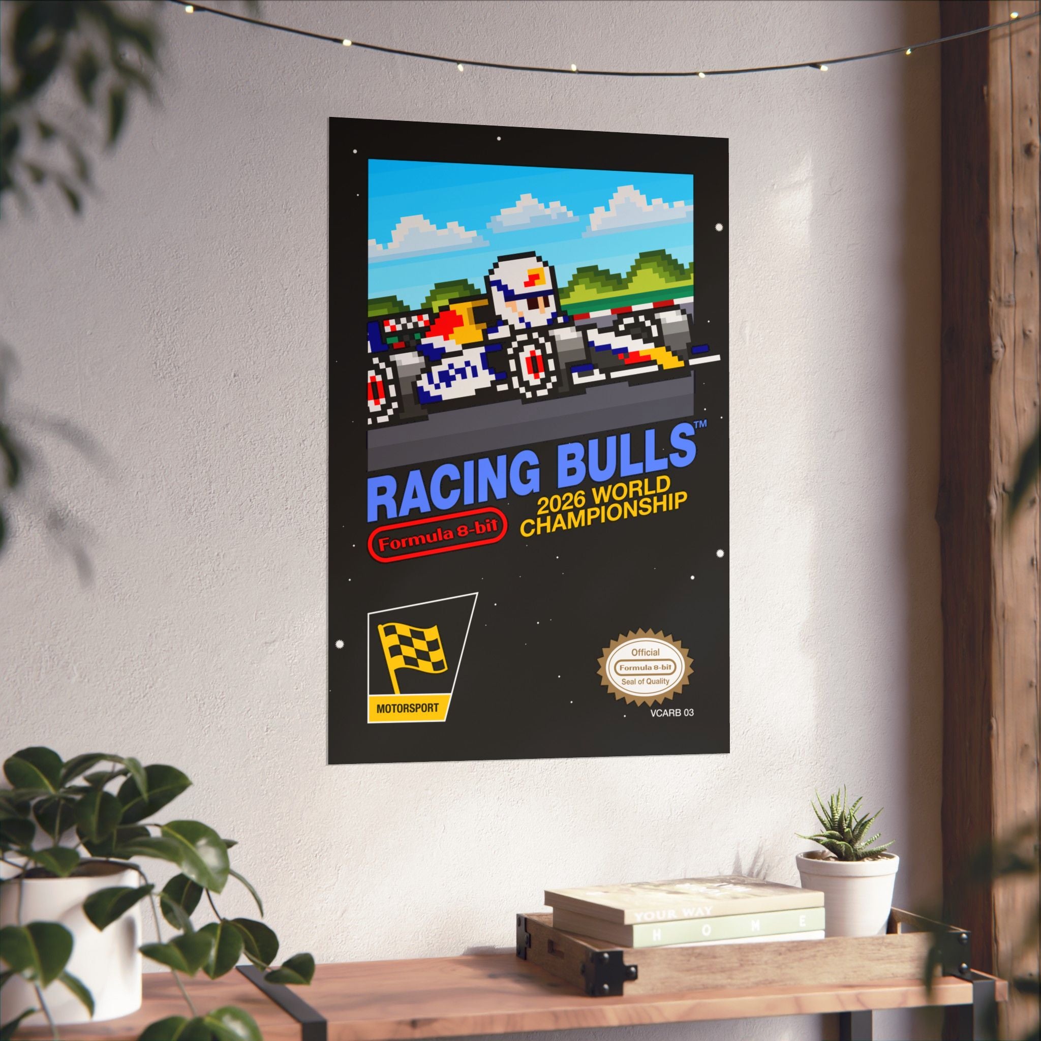 Racing Bulls 8-bit Game Poster