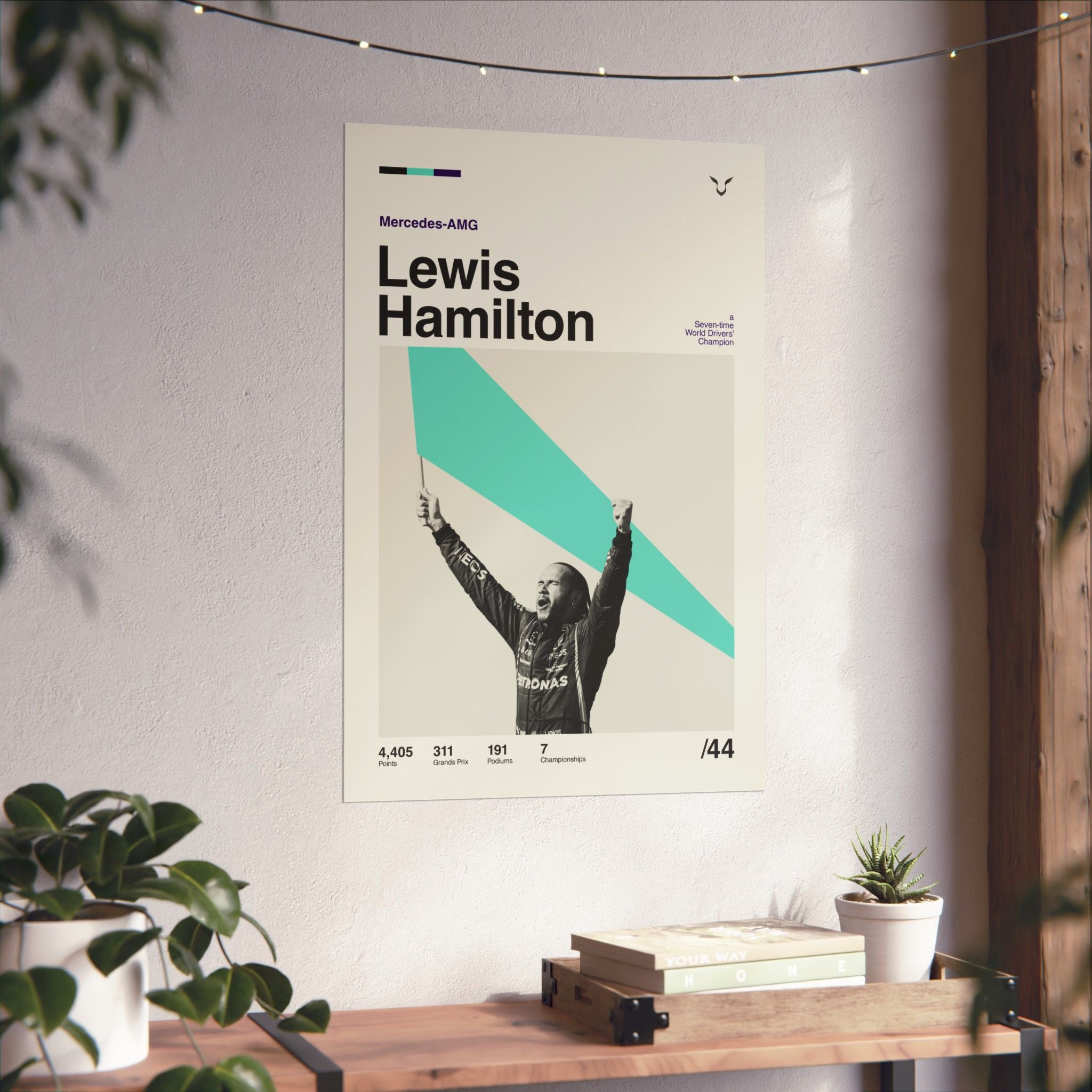 Lewis Hamilton Mid-century Poster