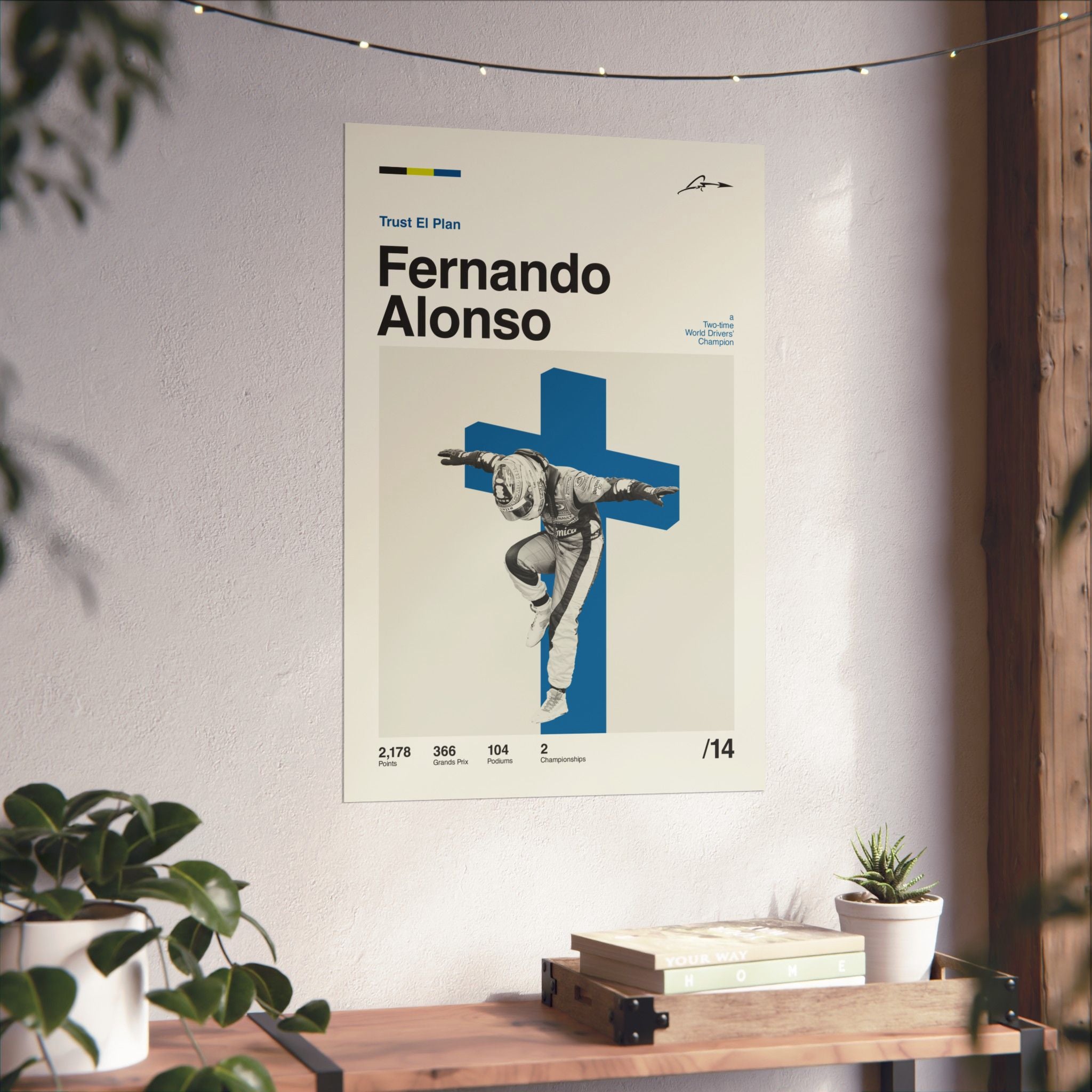 Fernando Alonso Mid-century Poster