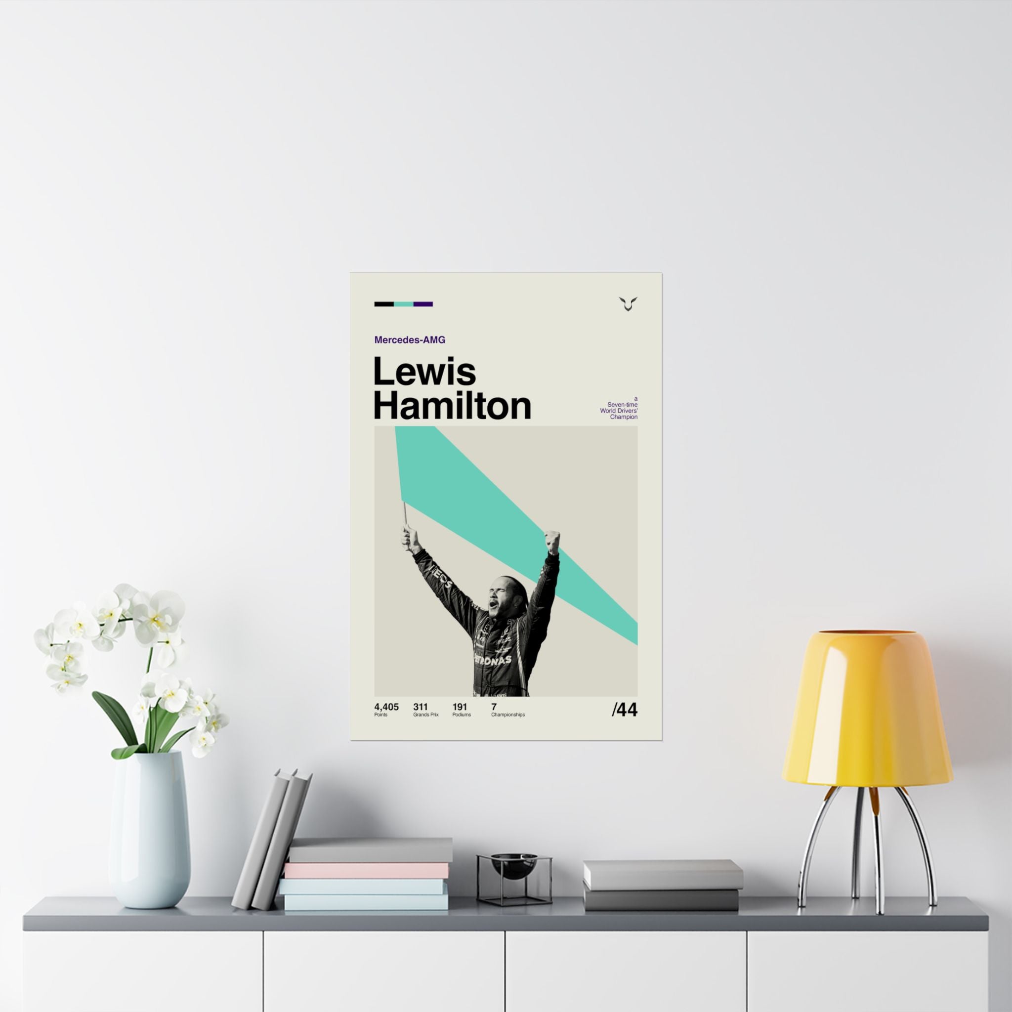 Lewis Hamilton Mid-century Poster